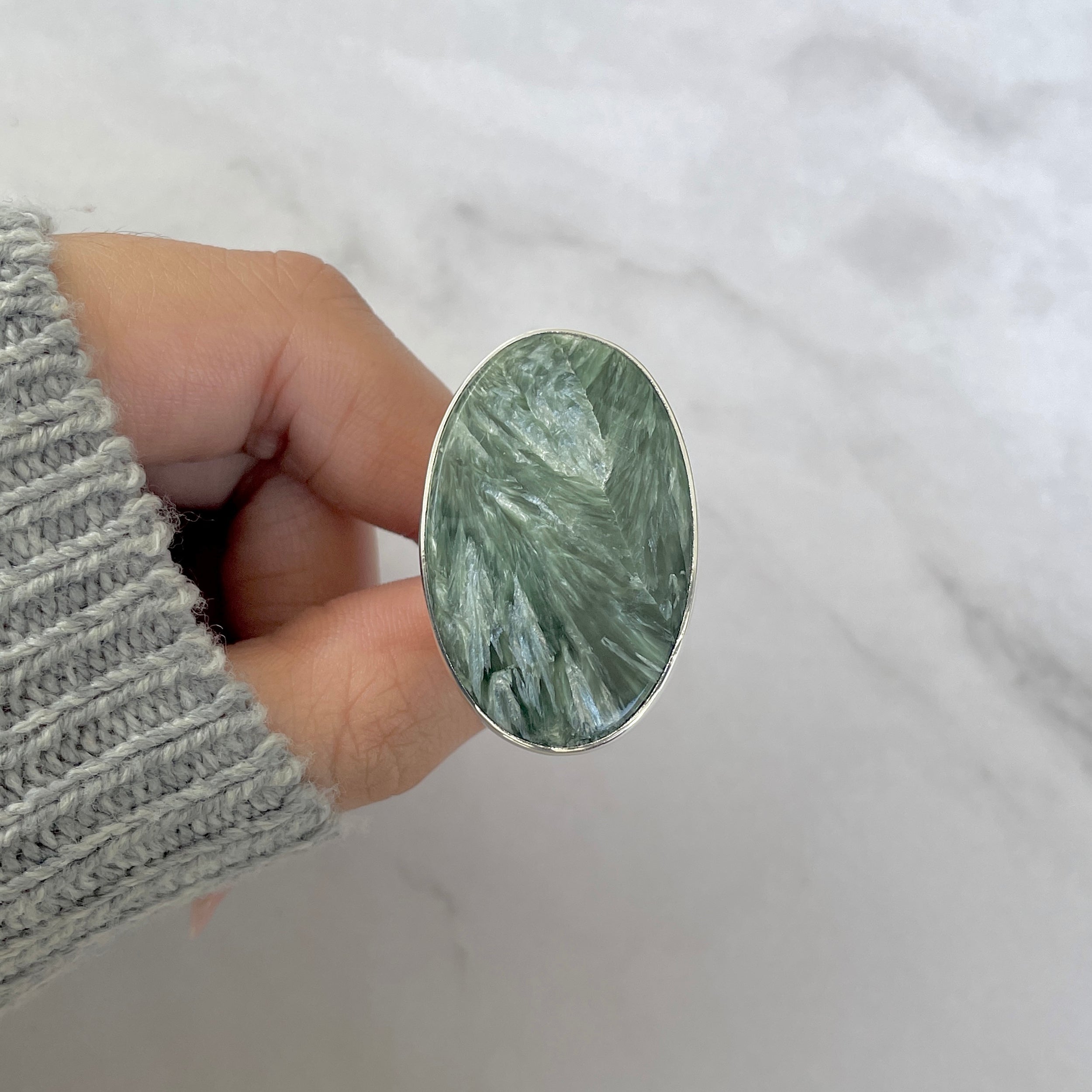 Seraphinite Adjustable Ring-(SER-R-37.)