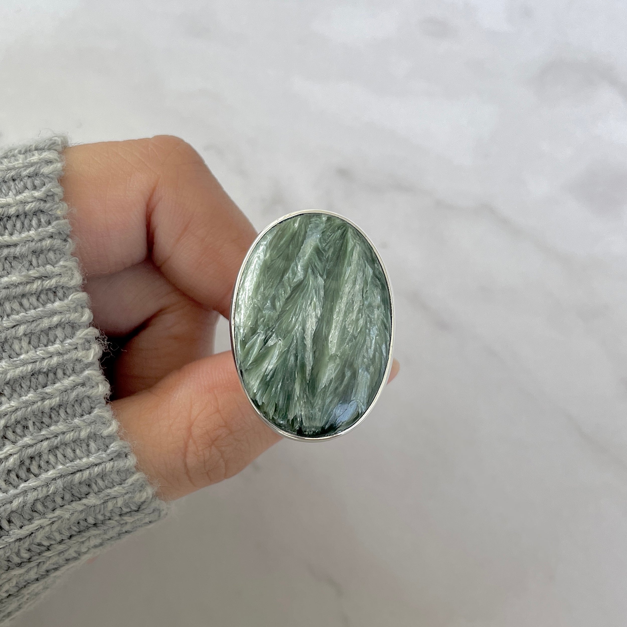 Seraphinite Adjustable Ring-(SER-R-38.)