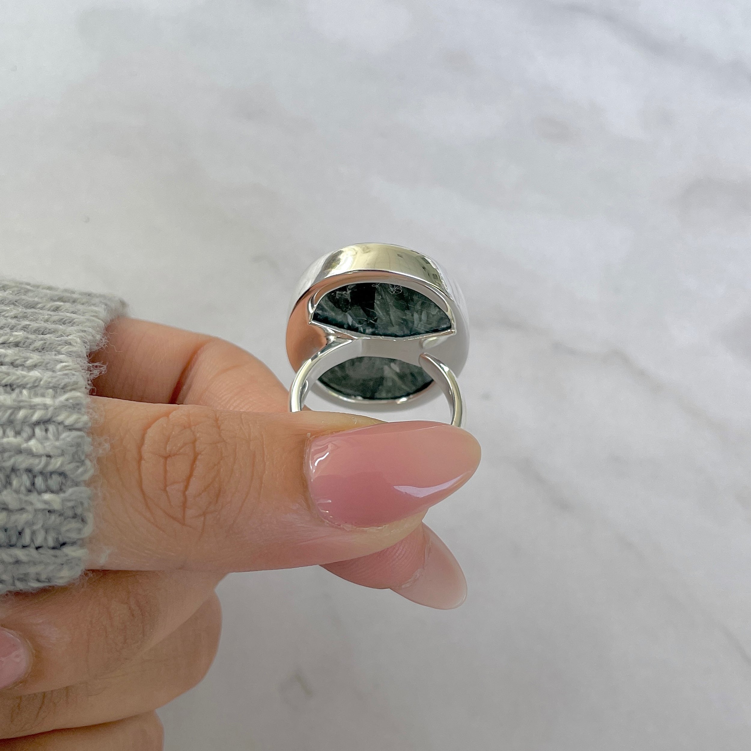 Seraphinite Adjustable Ring-(SER-R-38.)