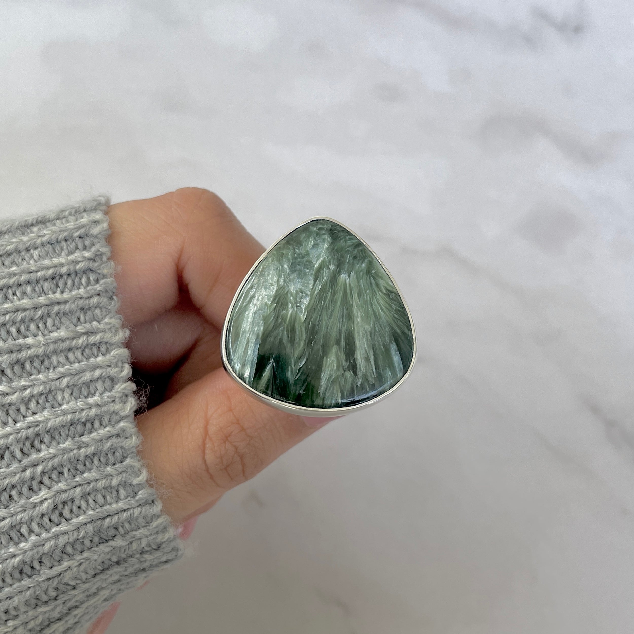 Seraphinite Adjustable Ring-(SER-R-40.)