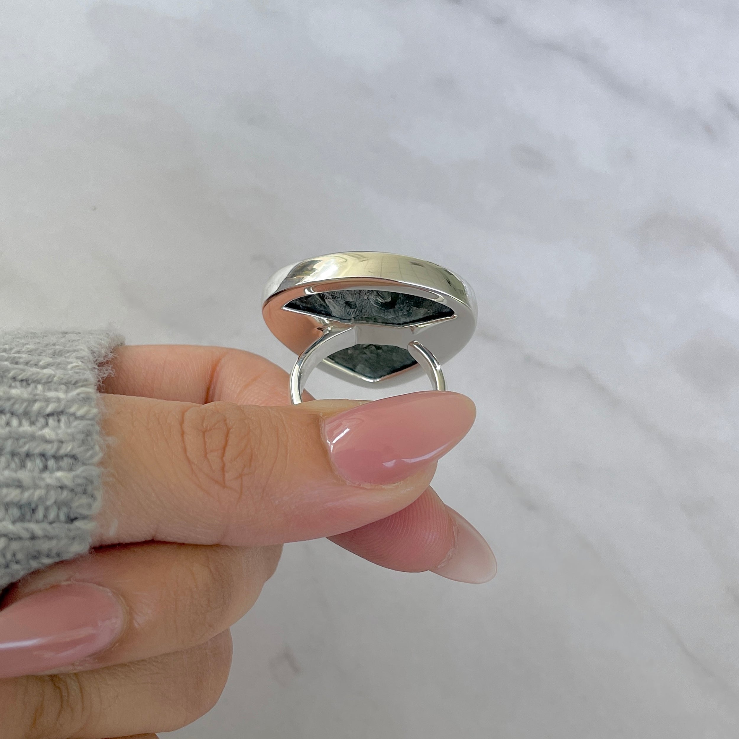 Seraphinite Adjustable Ring-(SER-R-40.)