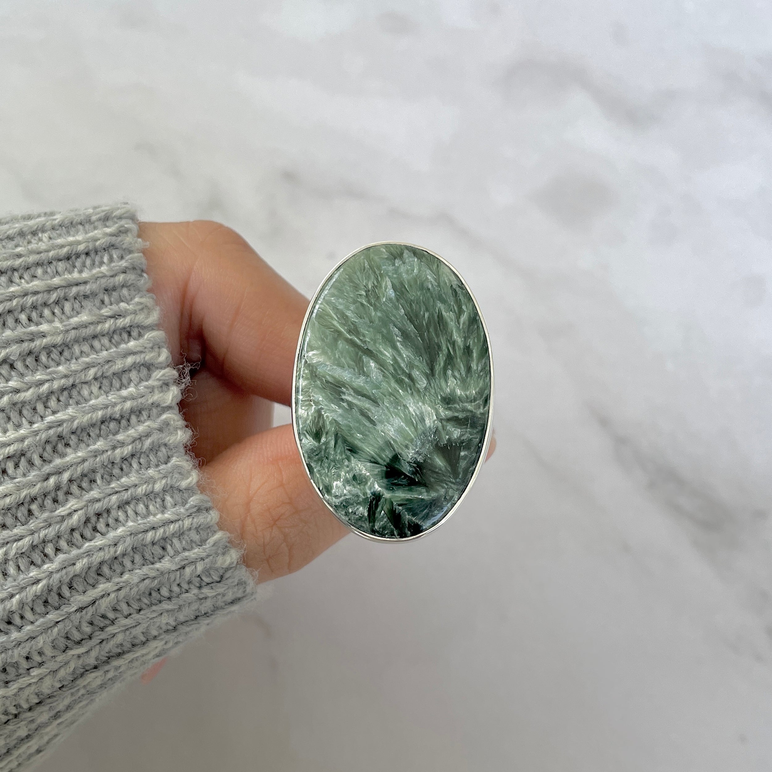 Seraphinite Adjustable Ring-(SER-R-43.)