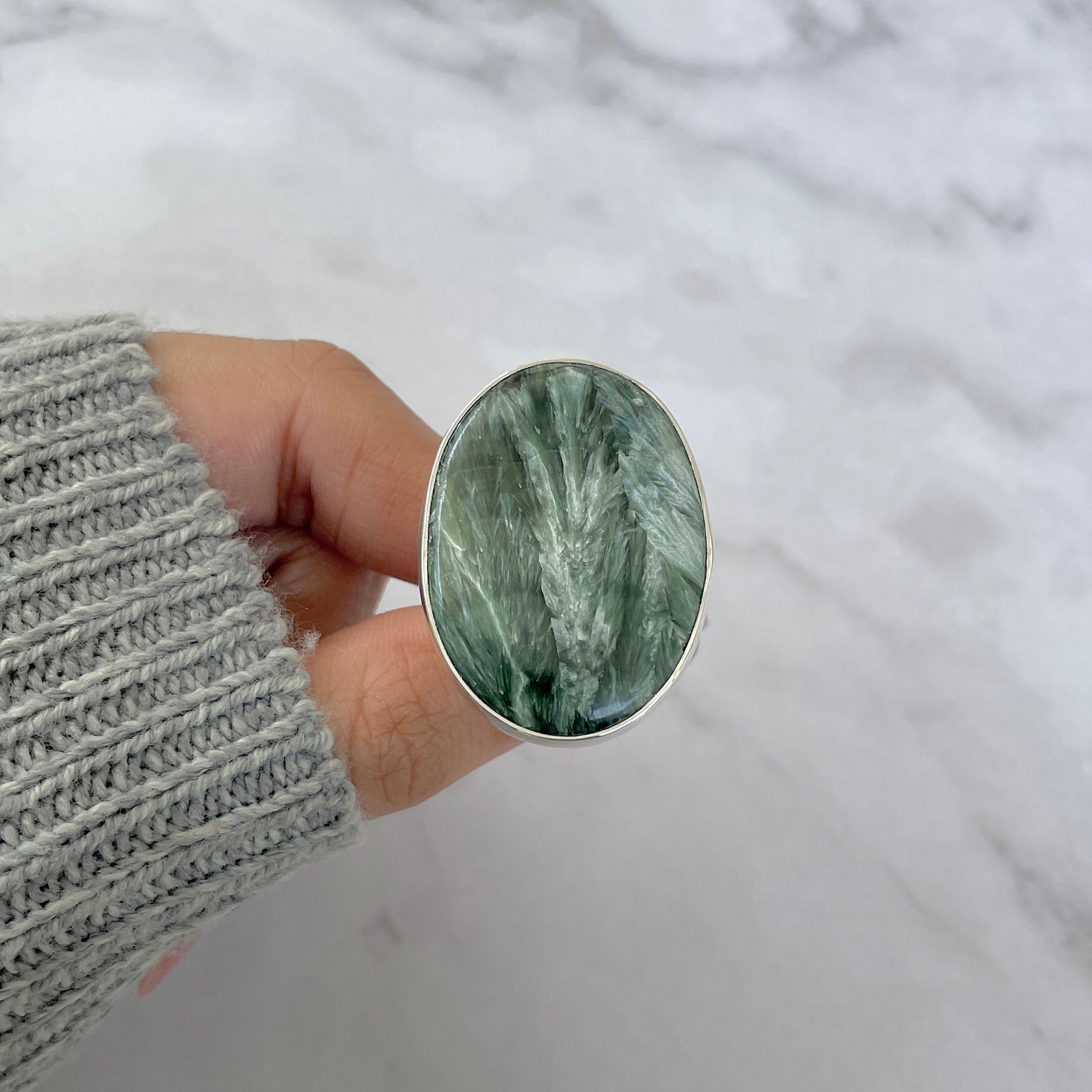 Seraphinite Adjustable Ring-(SER-R-44.)