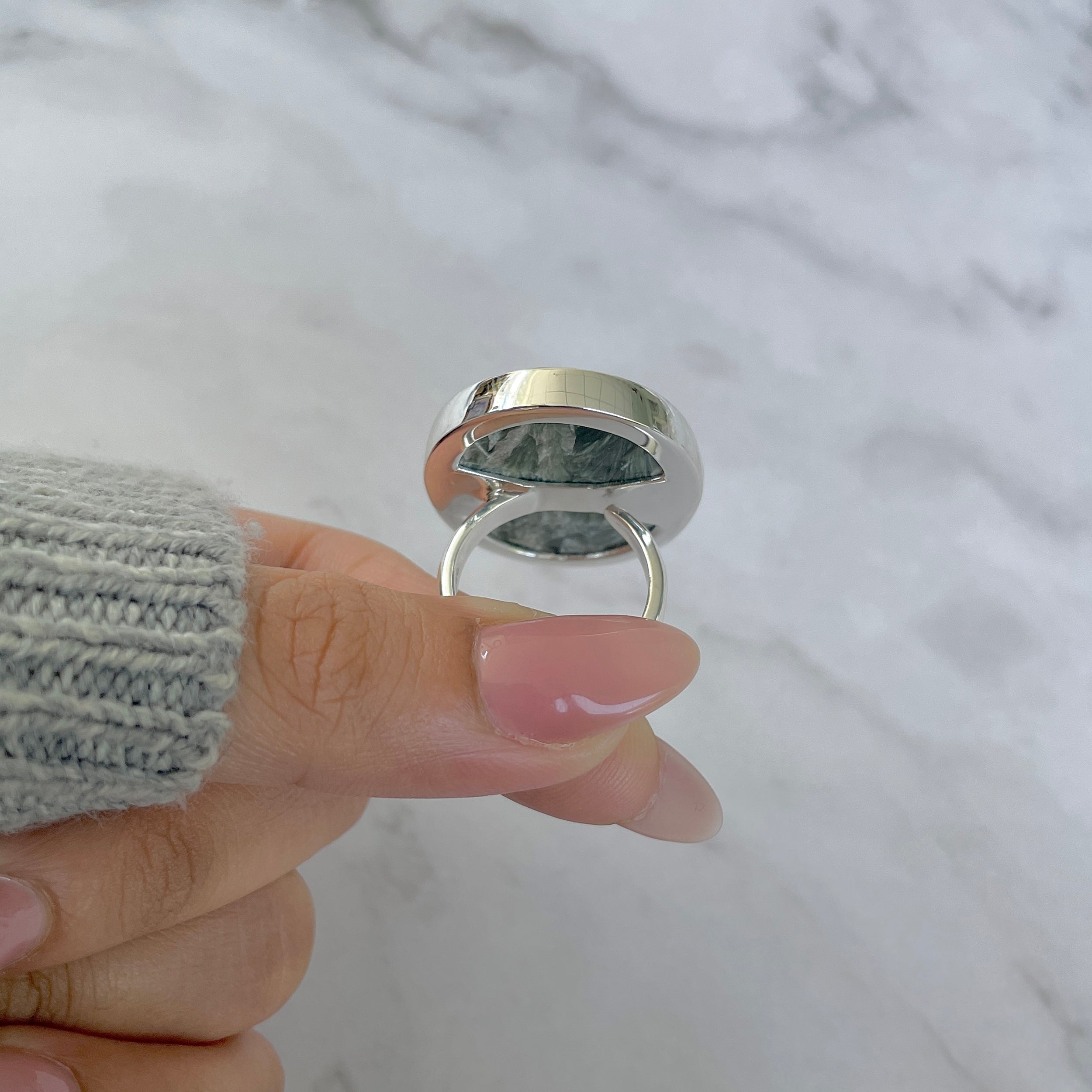 Seraphinite Adjustable Ring-(SER-R-44.)