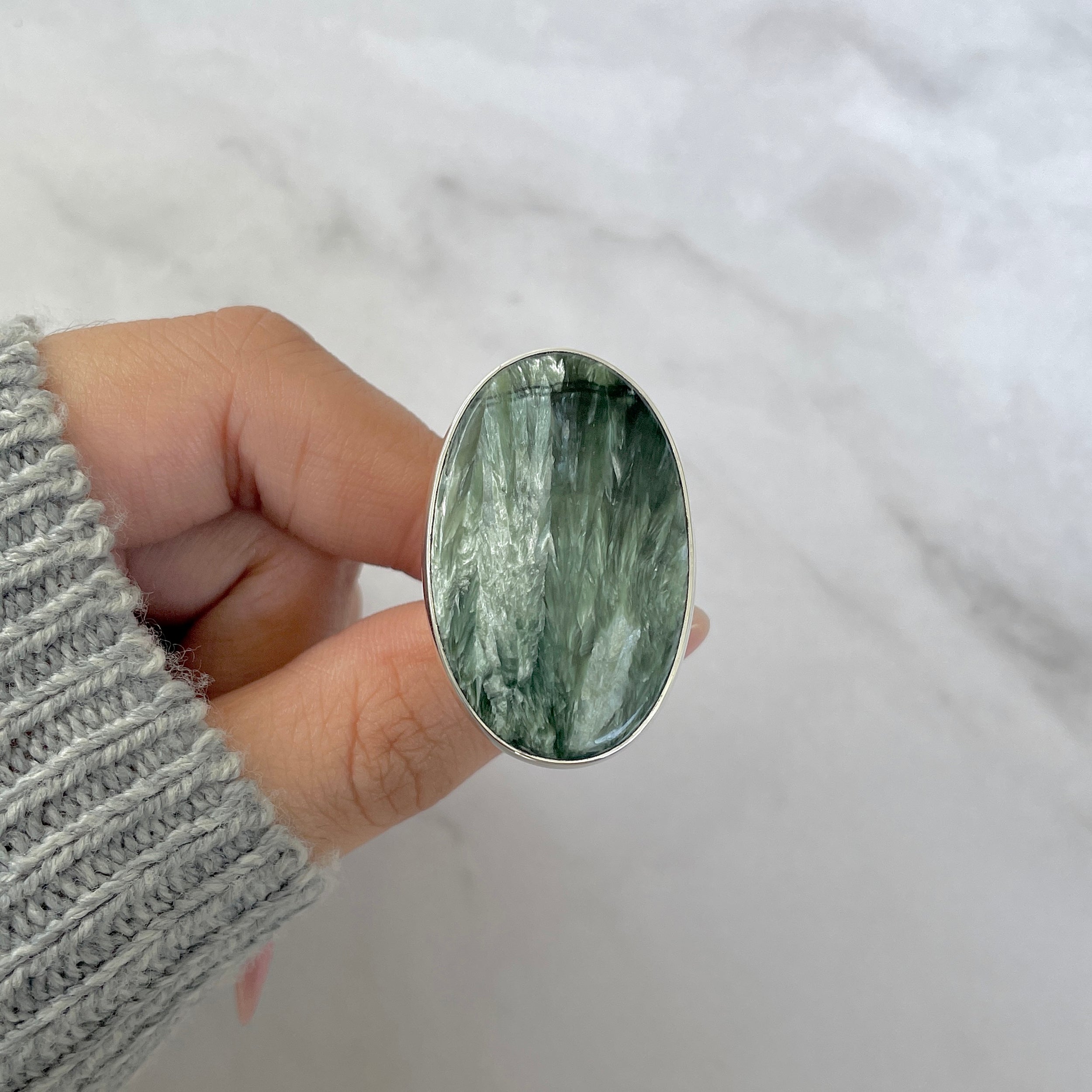 Seraphinite Adjustable Ring-(SER-R-45.)