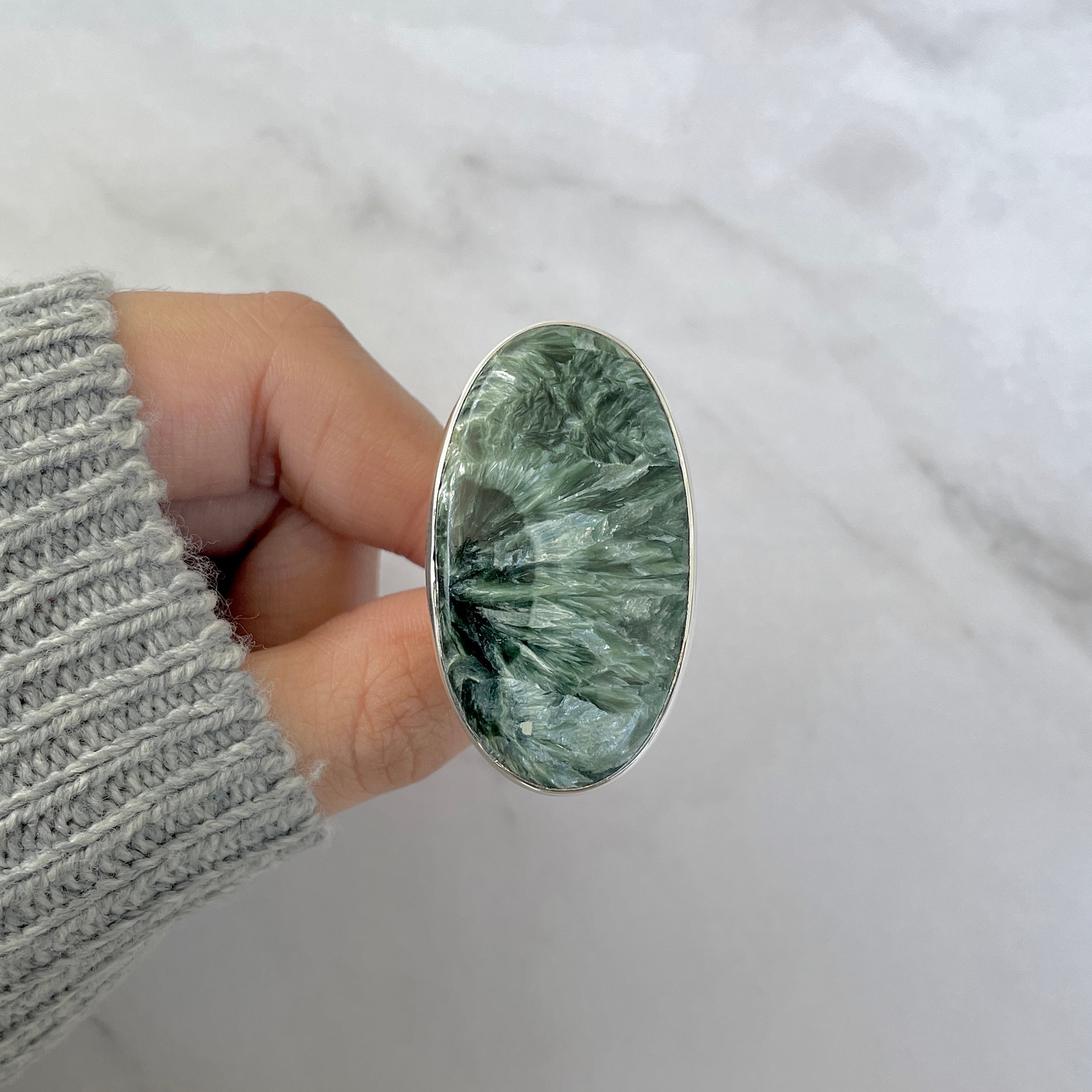 Seraphinite Adjustable Ring-(SER-R-46.)