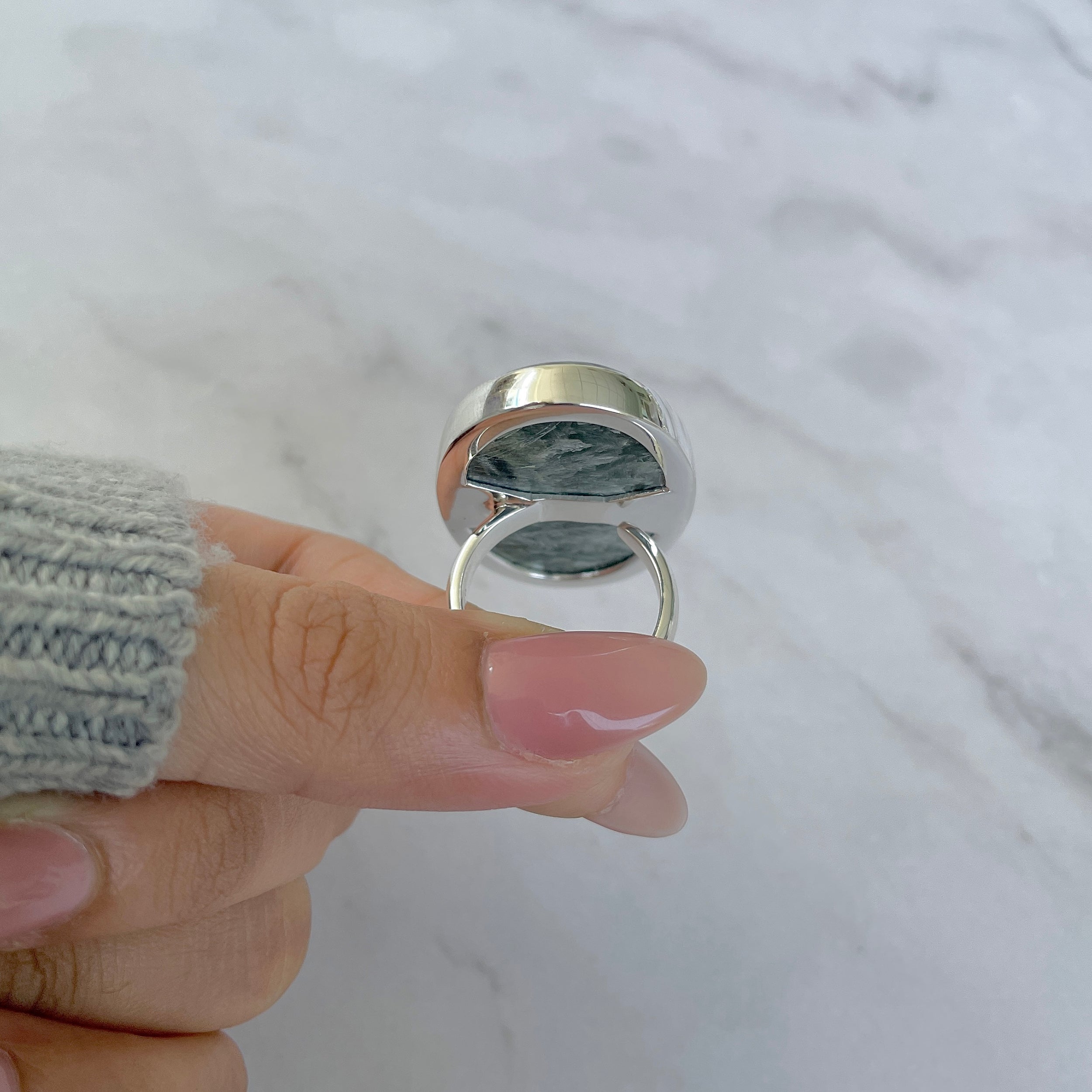 Seraphinite Adjustable Ring-(SER-R-46.)