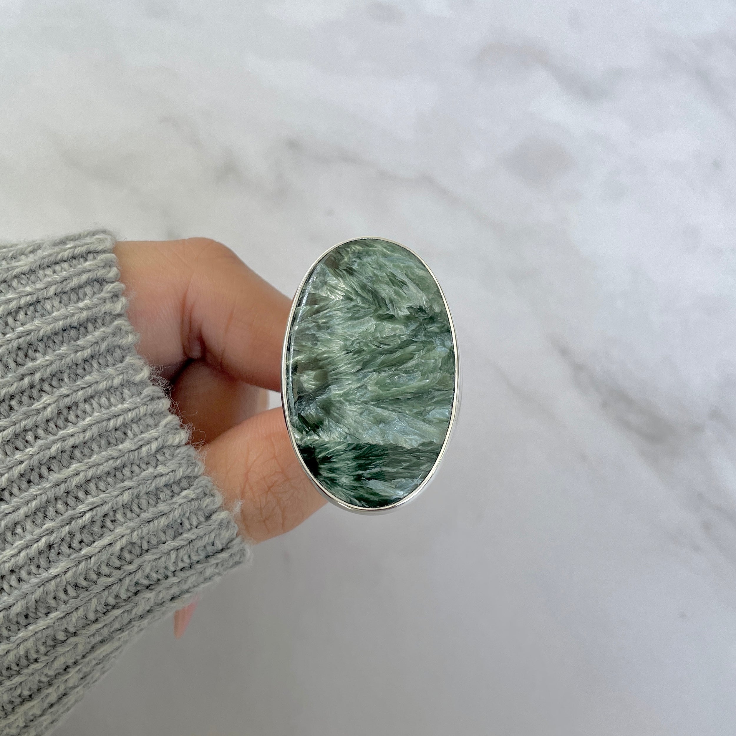 Seraphinite Adjustable Ring-(SER-R-47.)