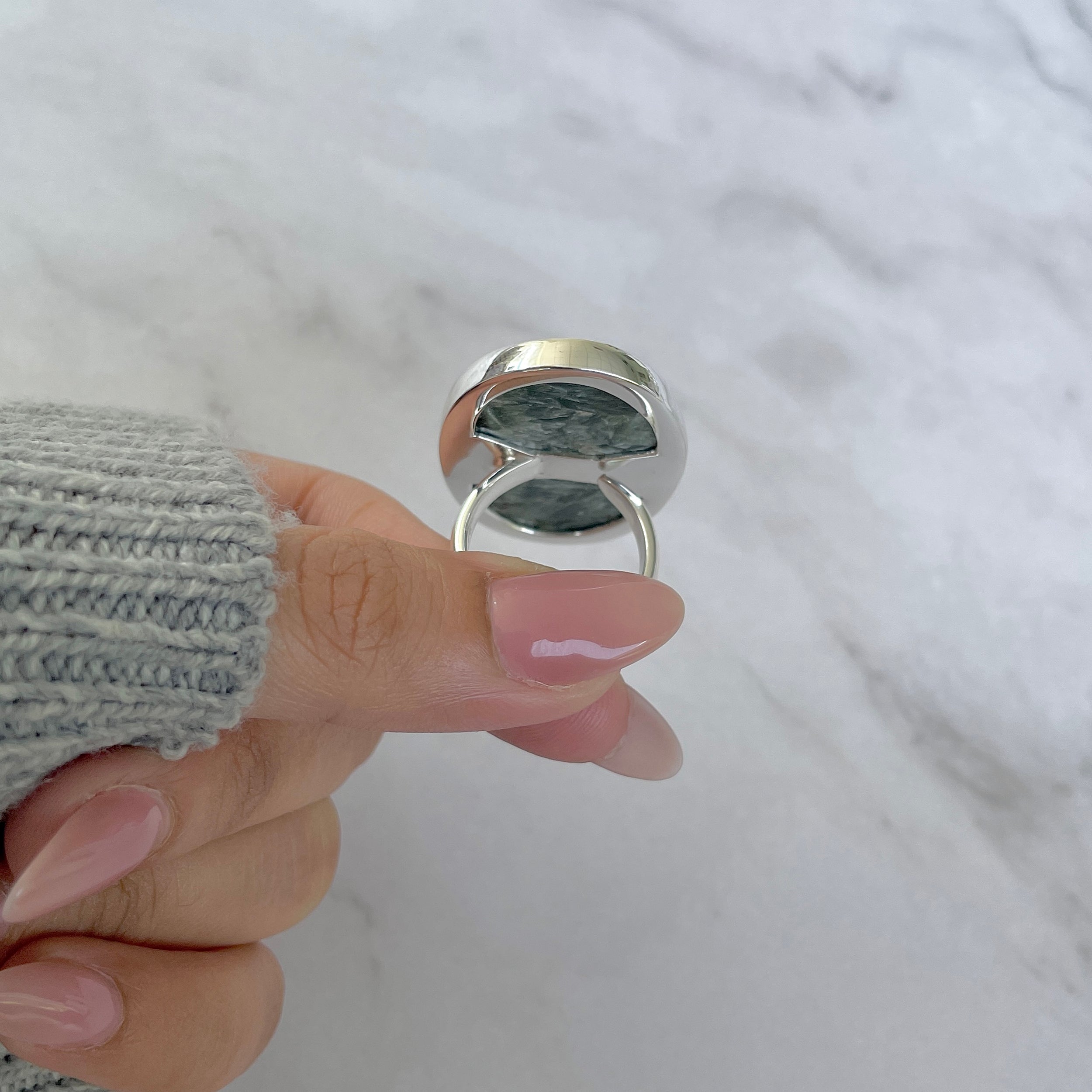 Seraphinite Adjustable Ring-(SER-R-47.)