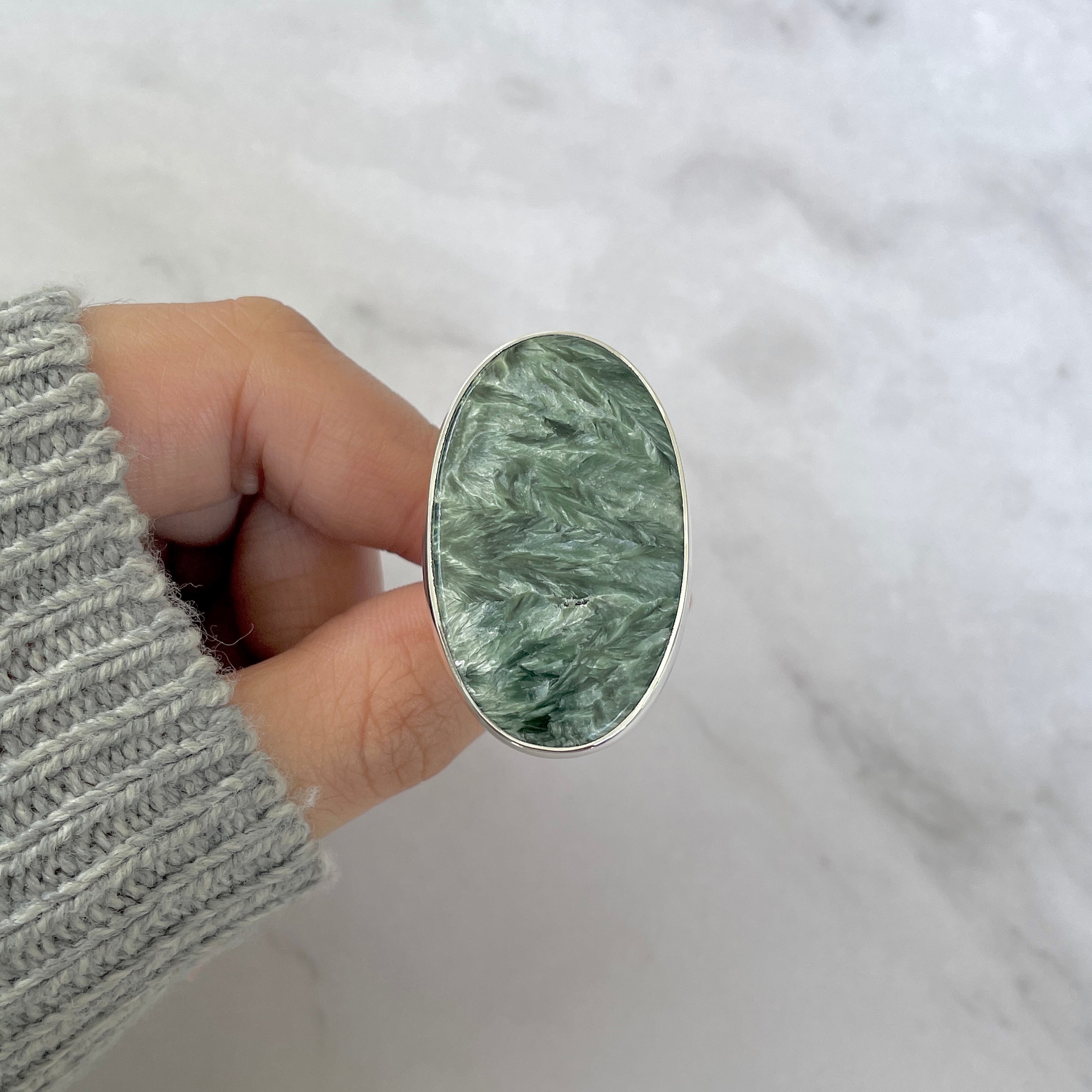 Seraphinite Adjustable Ring-(SER-R-48.)