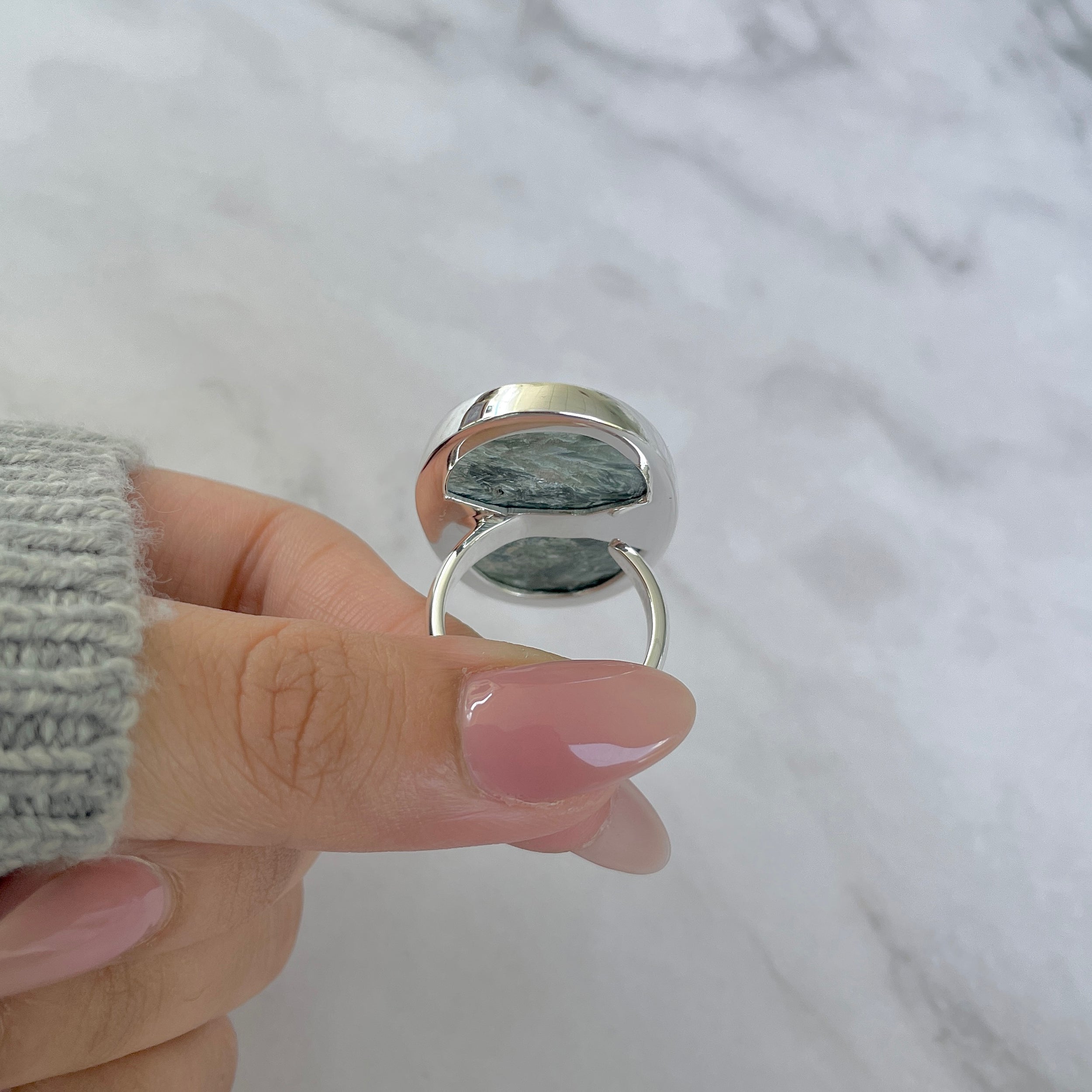 Seraphinite Adjustable Ring-(SER-R-48.)
