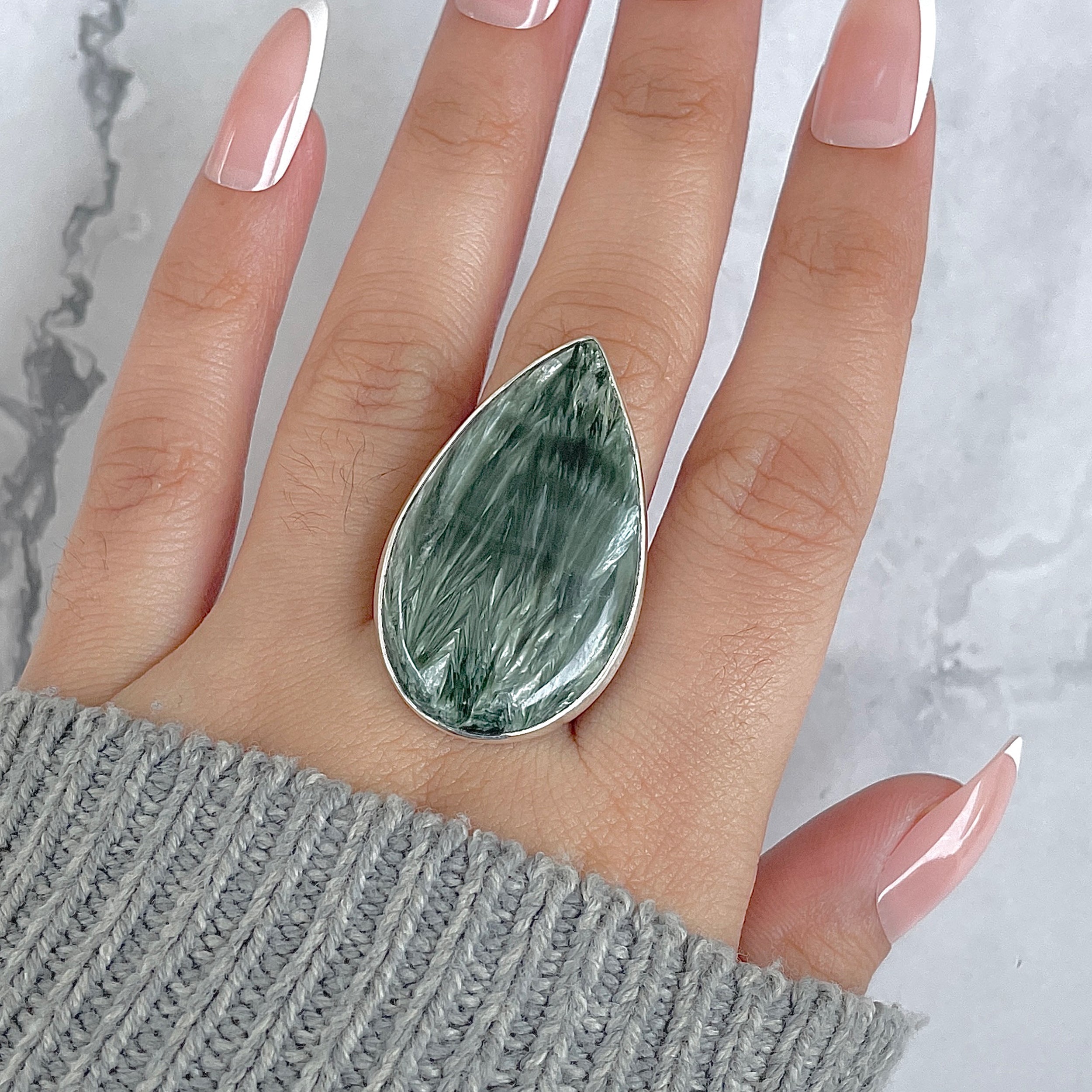 Seraphinite Adjustable Ring-(SER-R-50.)