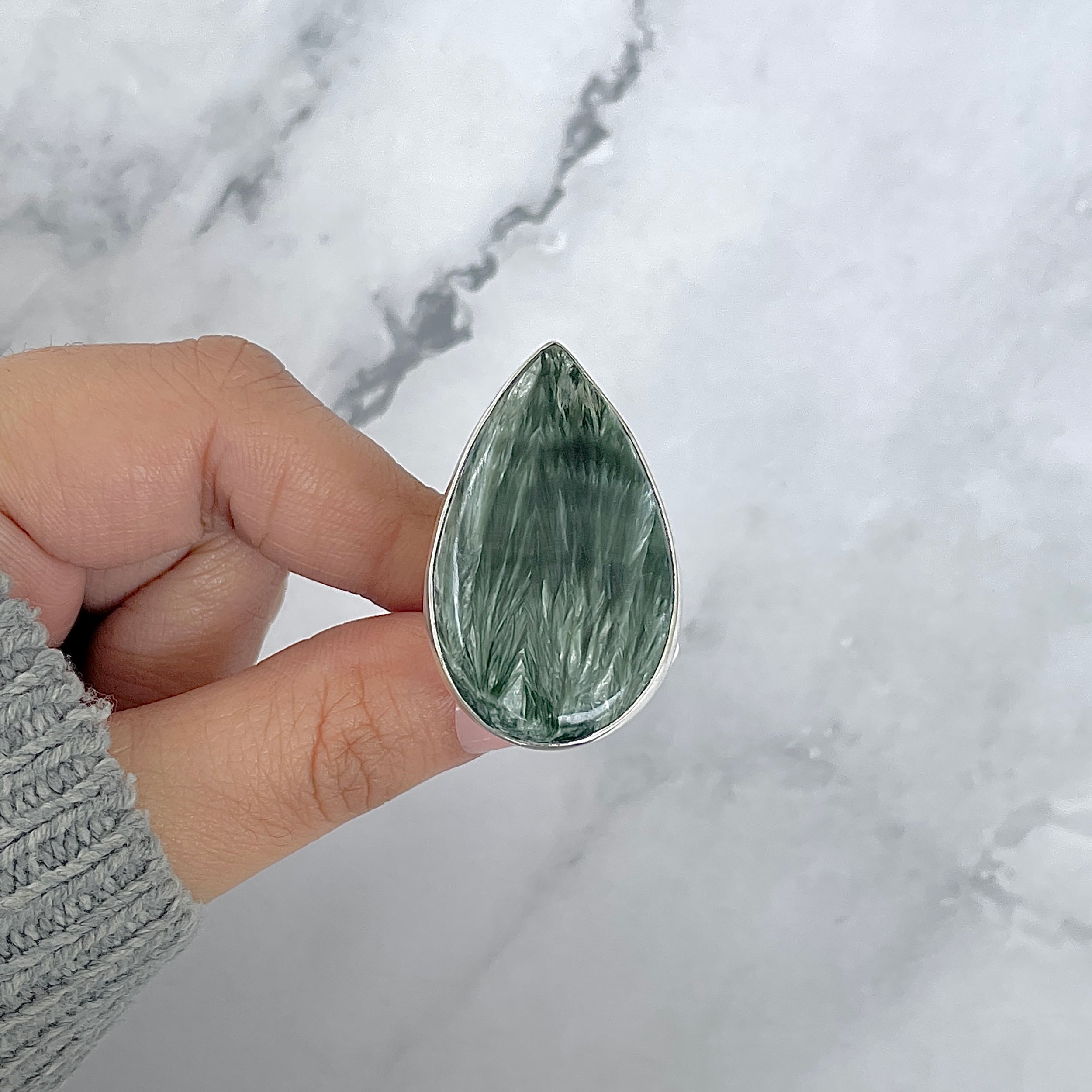 Seraphinite Adjustable Ring-(SER-R-50.)