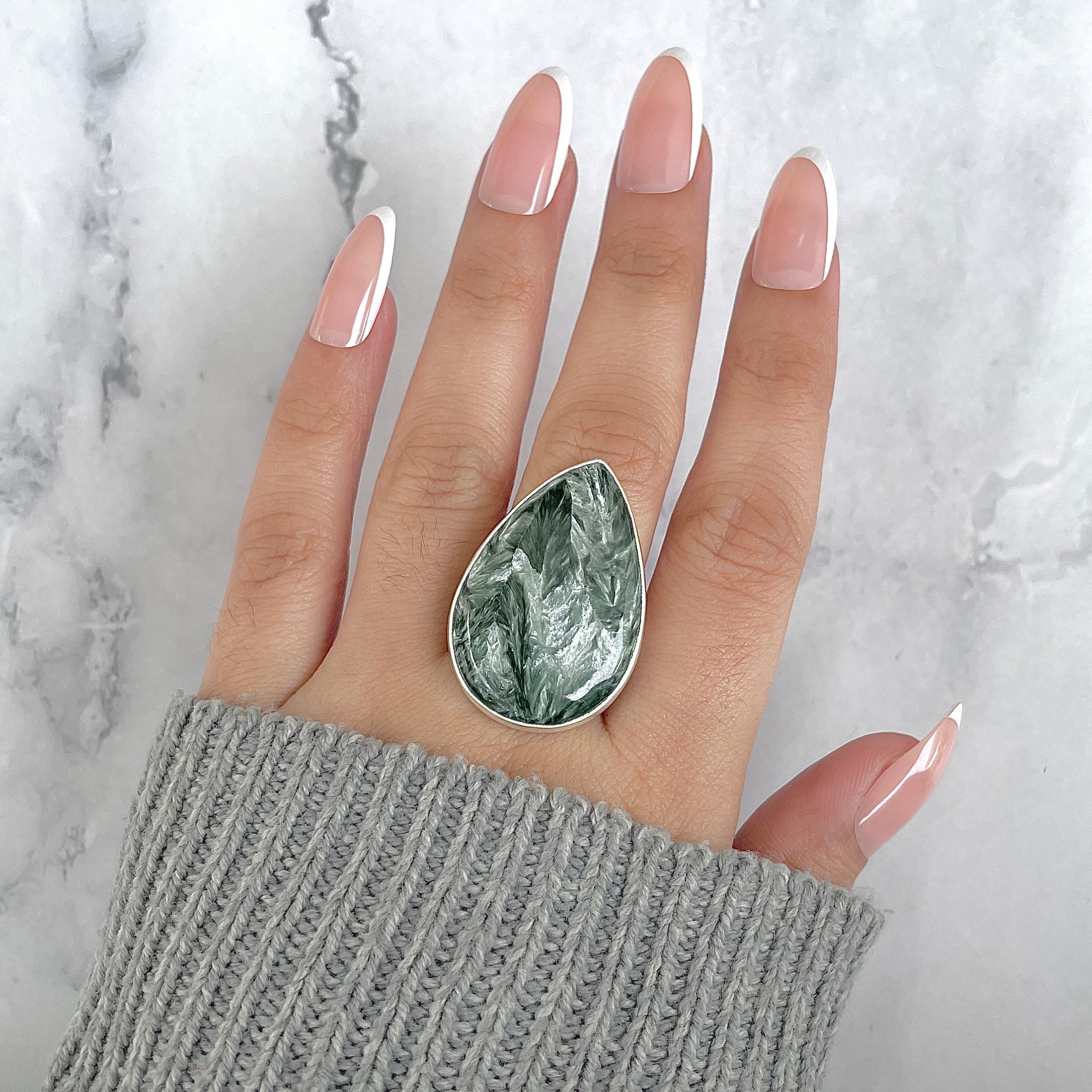 Seraphinite Adjustable Ring-(SER-R-51.)
