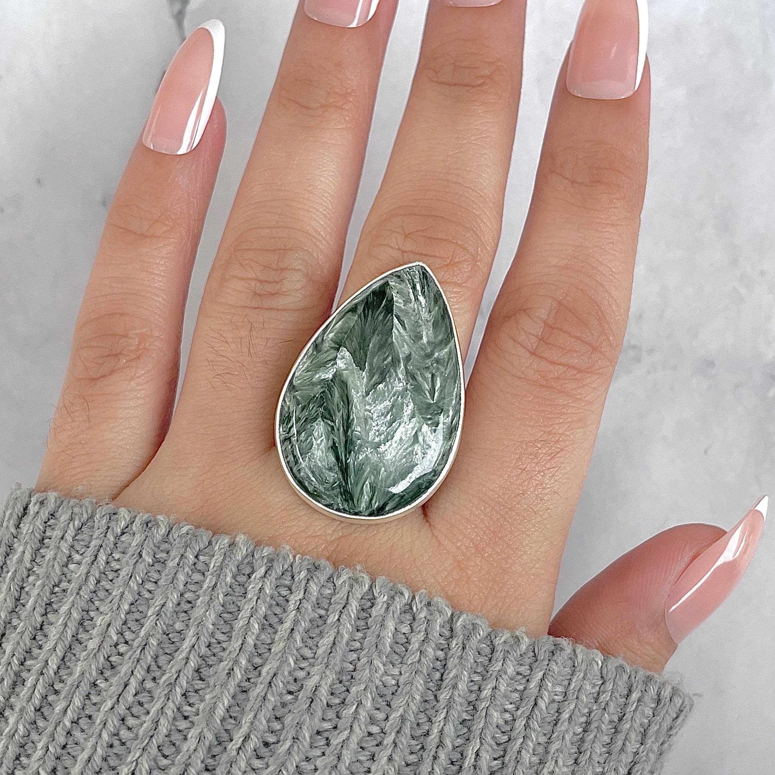 Seraphinite Adjustable Ring-(SER-R-51.)