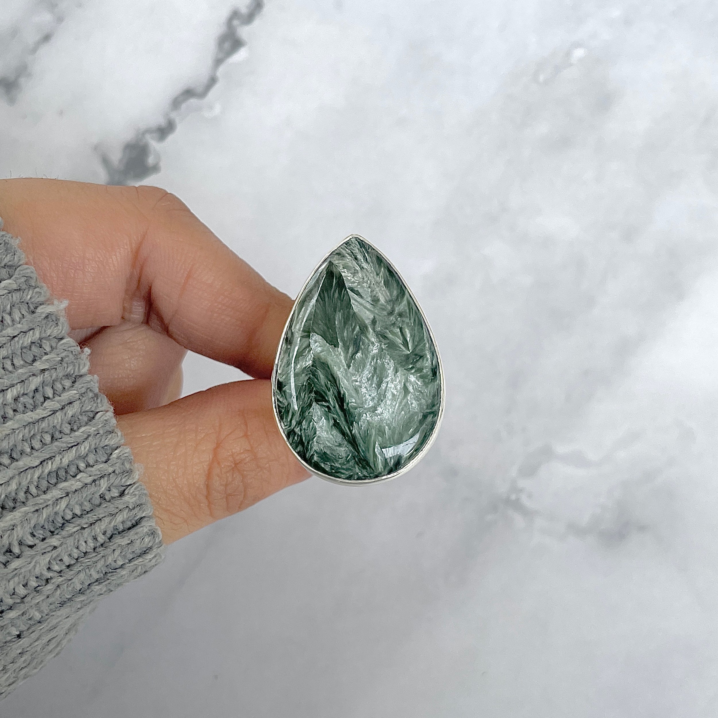 Seraphinite Adjustable Ring-(SER-R-51.)