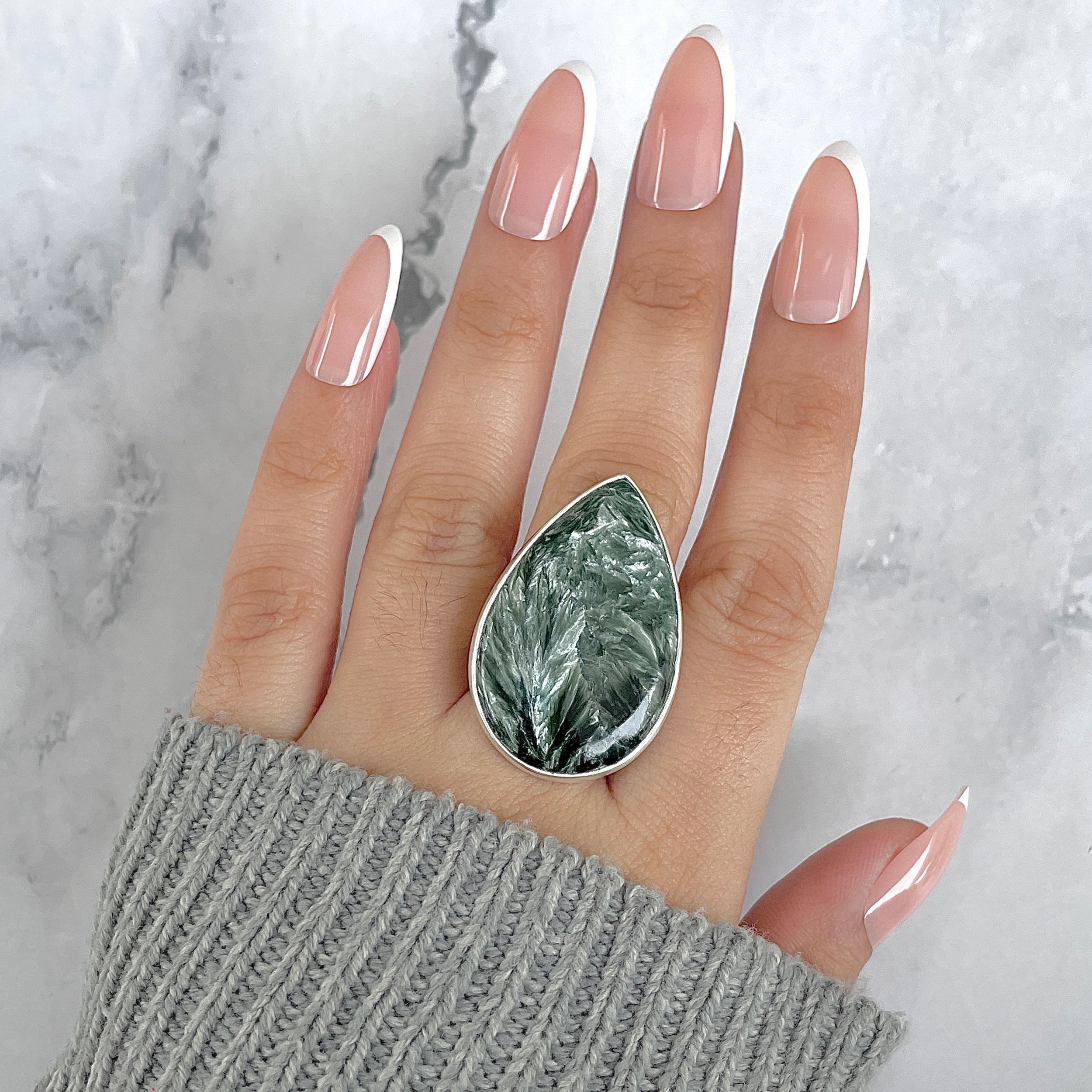 Seraphinite Adjustable Ring-(SER-R-52.)