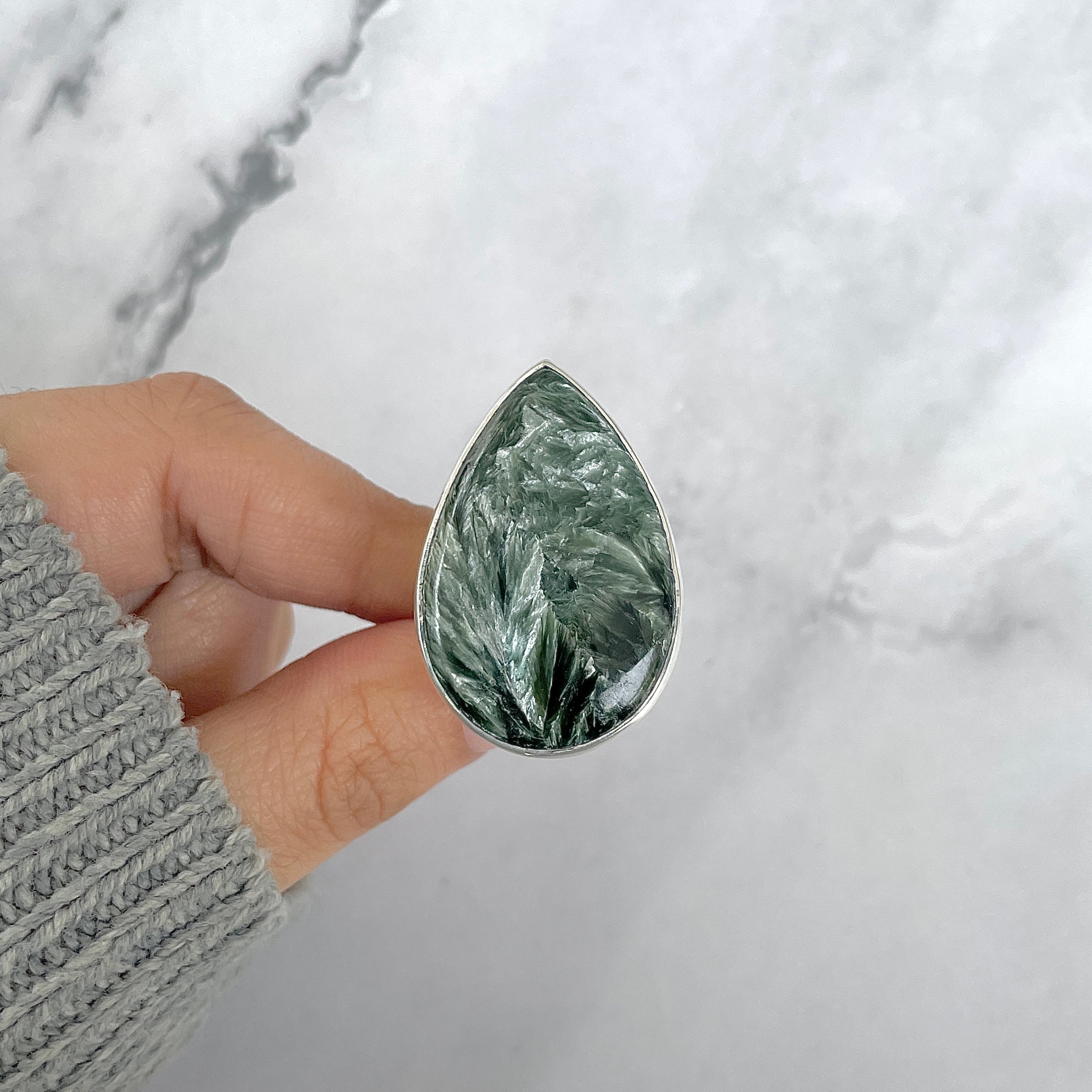 Seraphinite Adjustable Ring-(SER-R-52.)