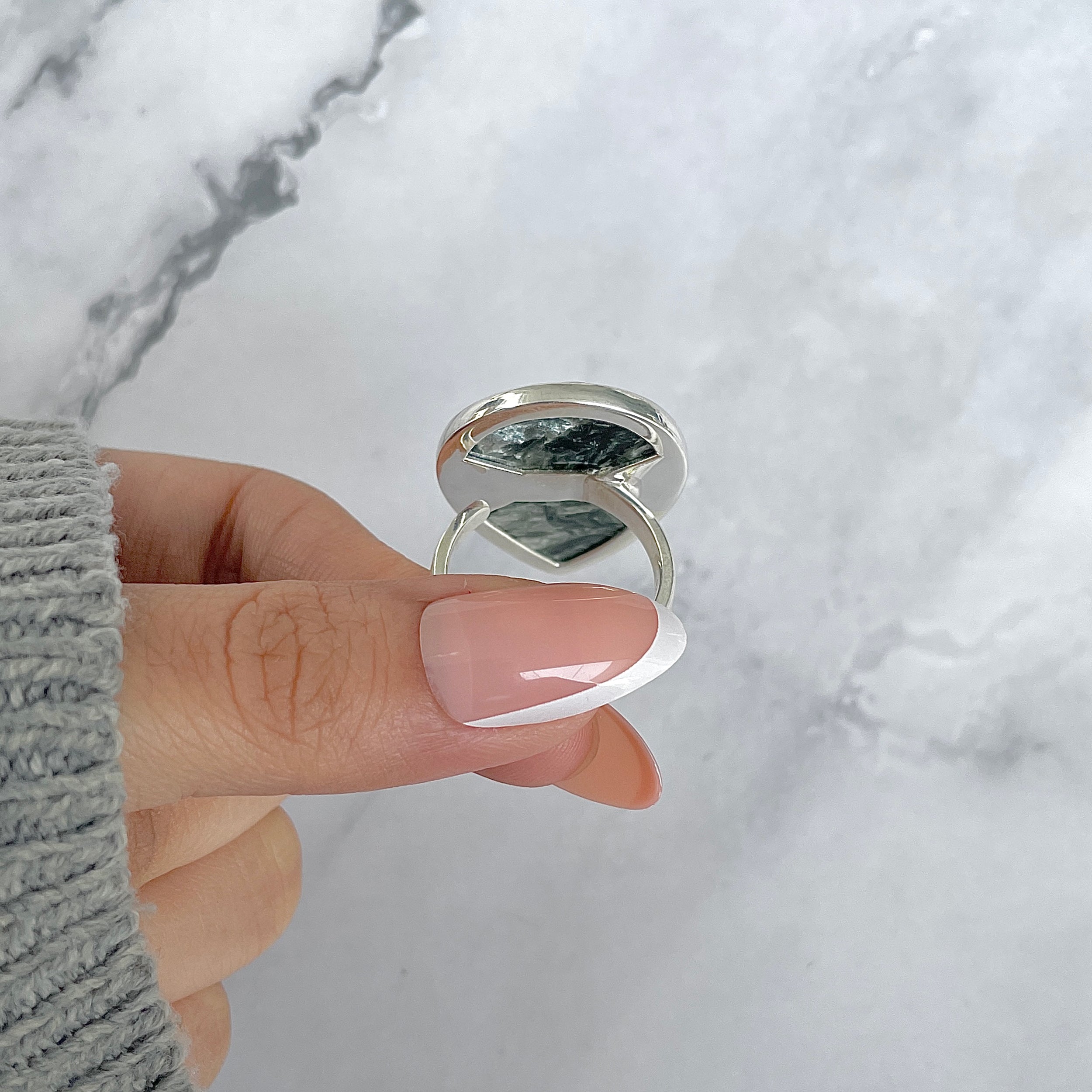 Seraphinite Adjustable Ring-(SER-R-52.)