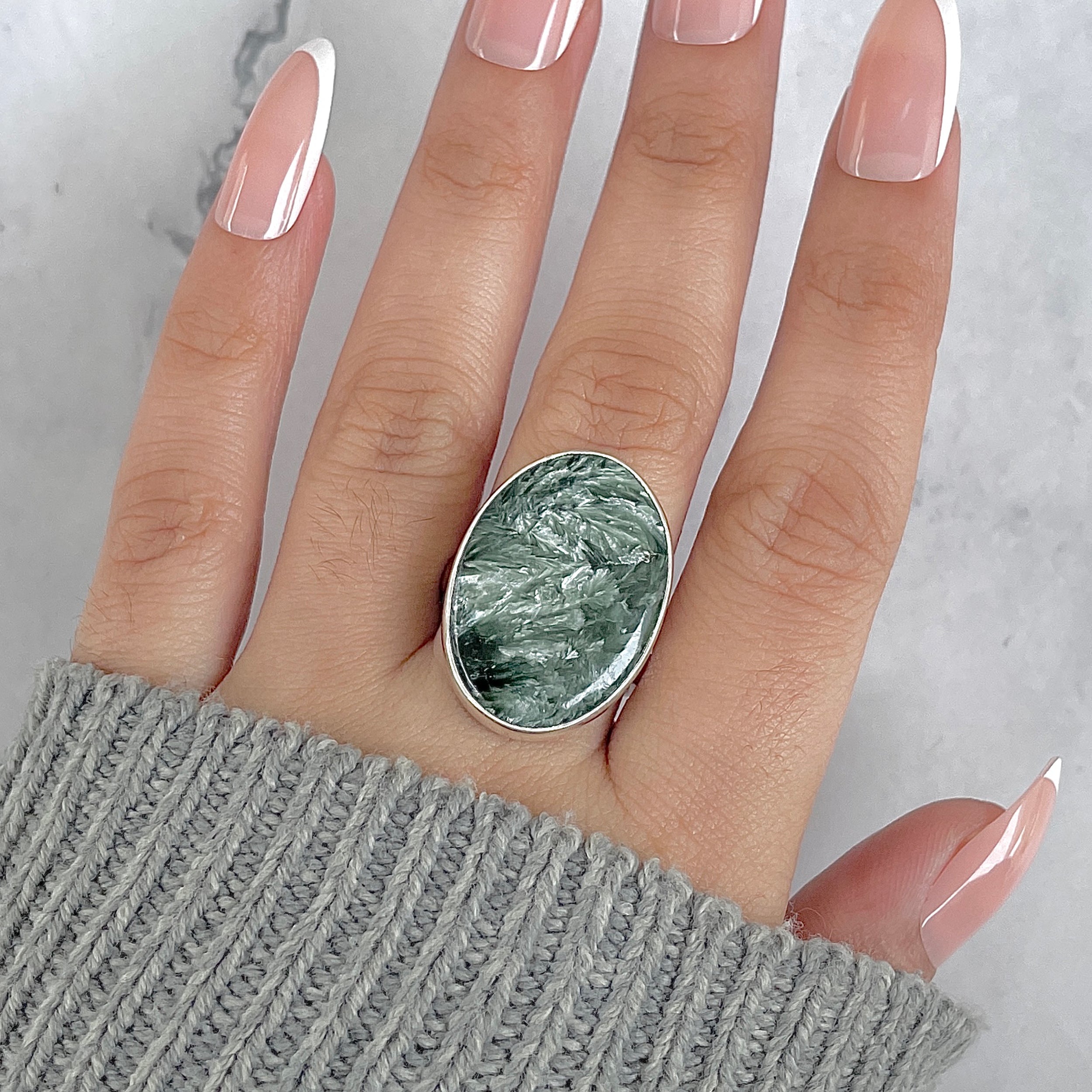 Seraphinite Adjustable Ring-(SER-R-53.)