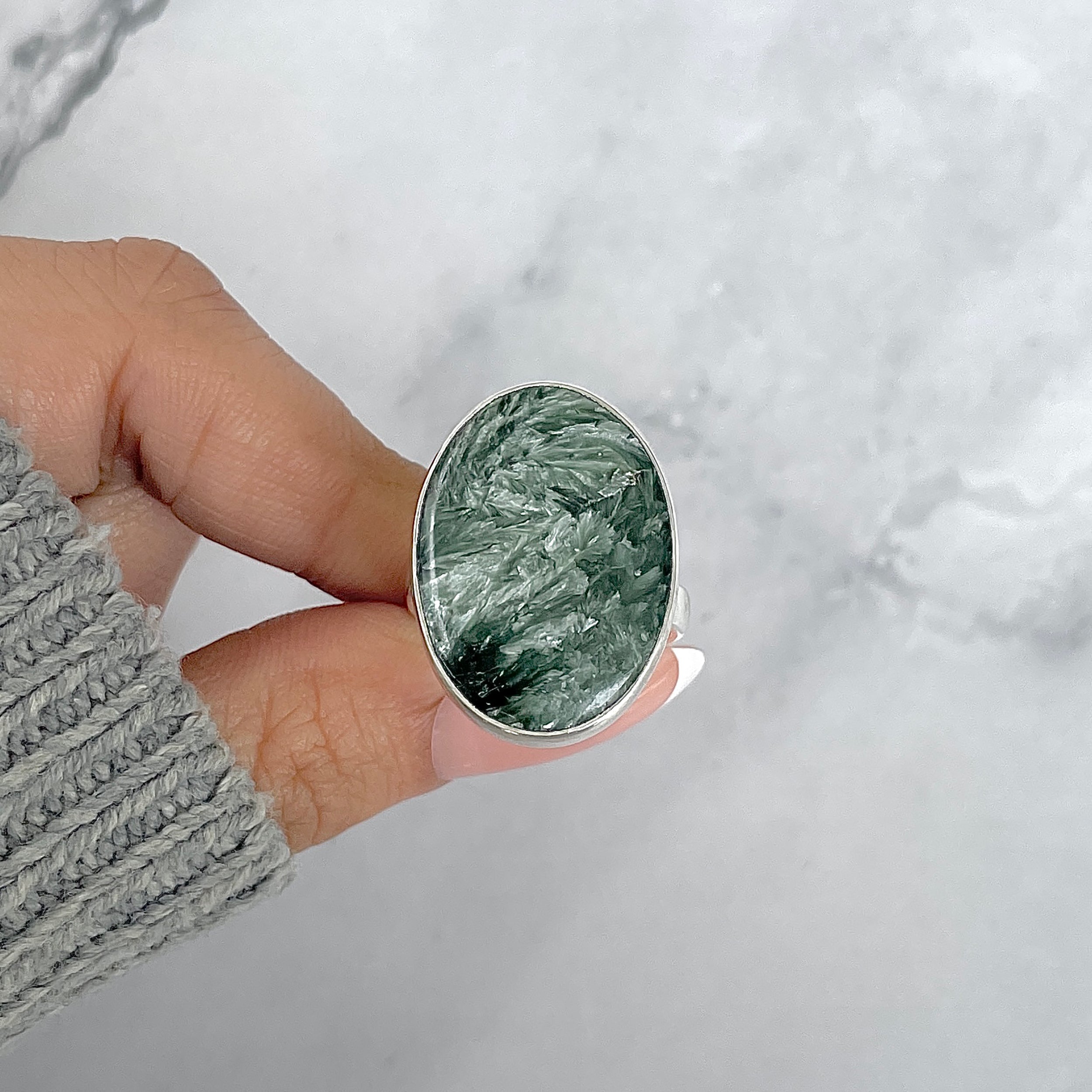 Seraphinite Adjustable Ring-(SER-R-53.)