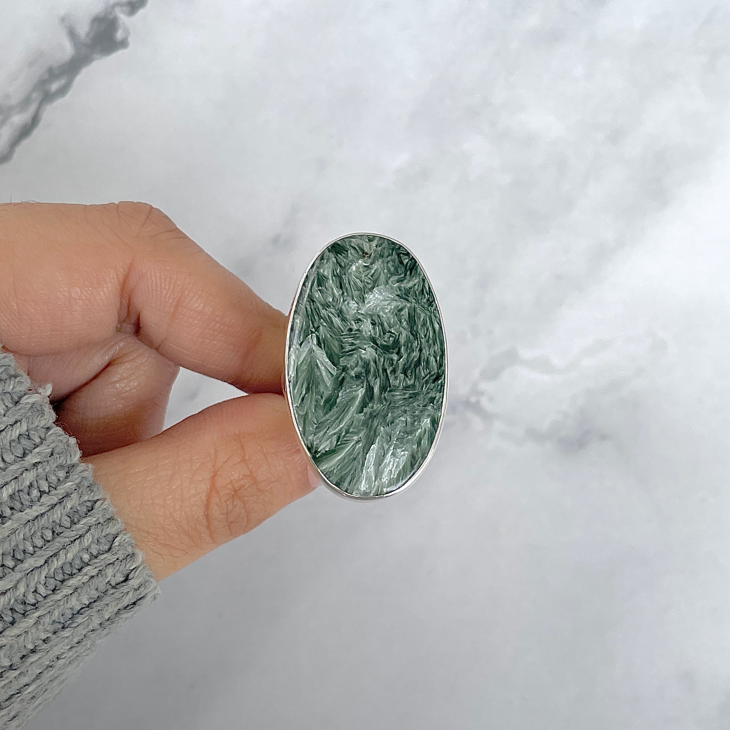 Seraphinite Adjustable Ring-(SER-R-54.)