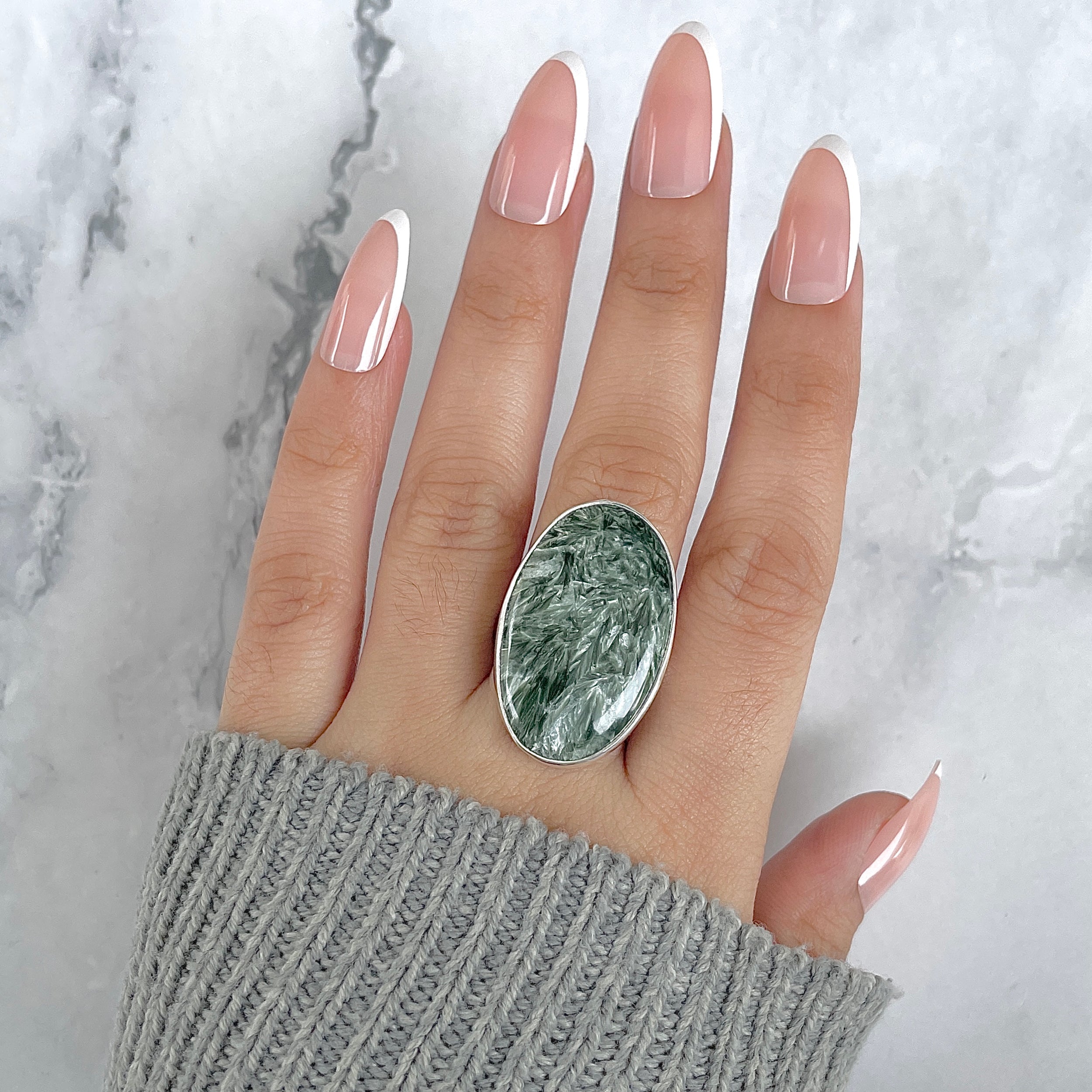 Seraphinite Adjustable Ring-(SER-R-56.)