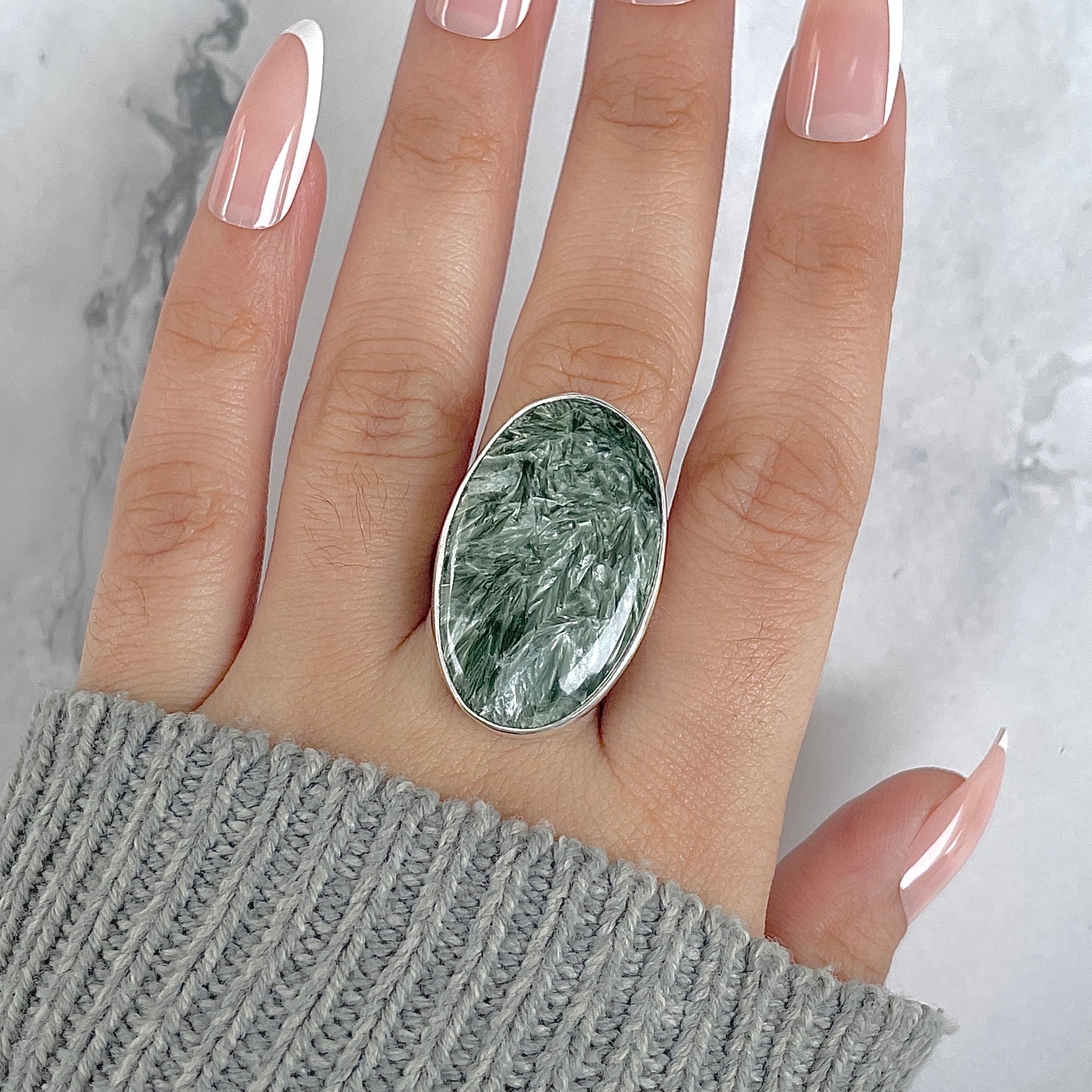 Seraphinite Adjustable Ring-(SER-R-56.)
