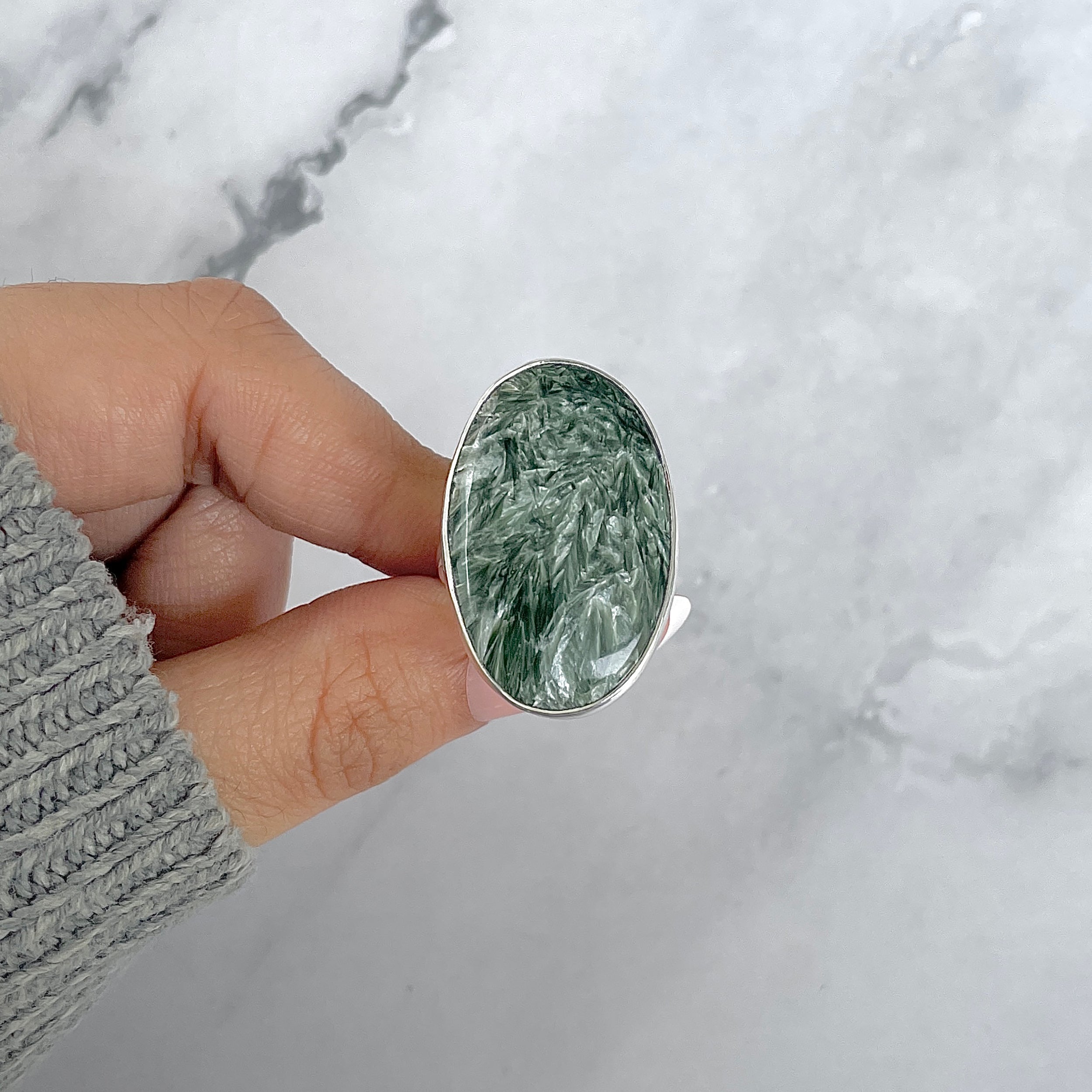 Seraphinite Adjustable Ring-(SER-R-56.)