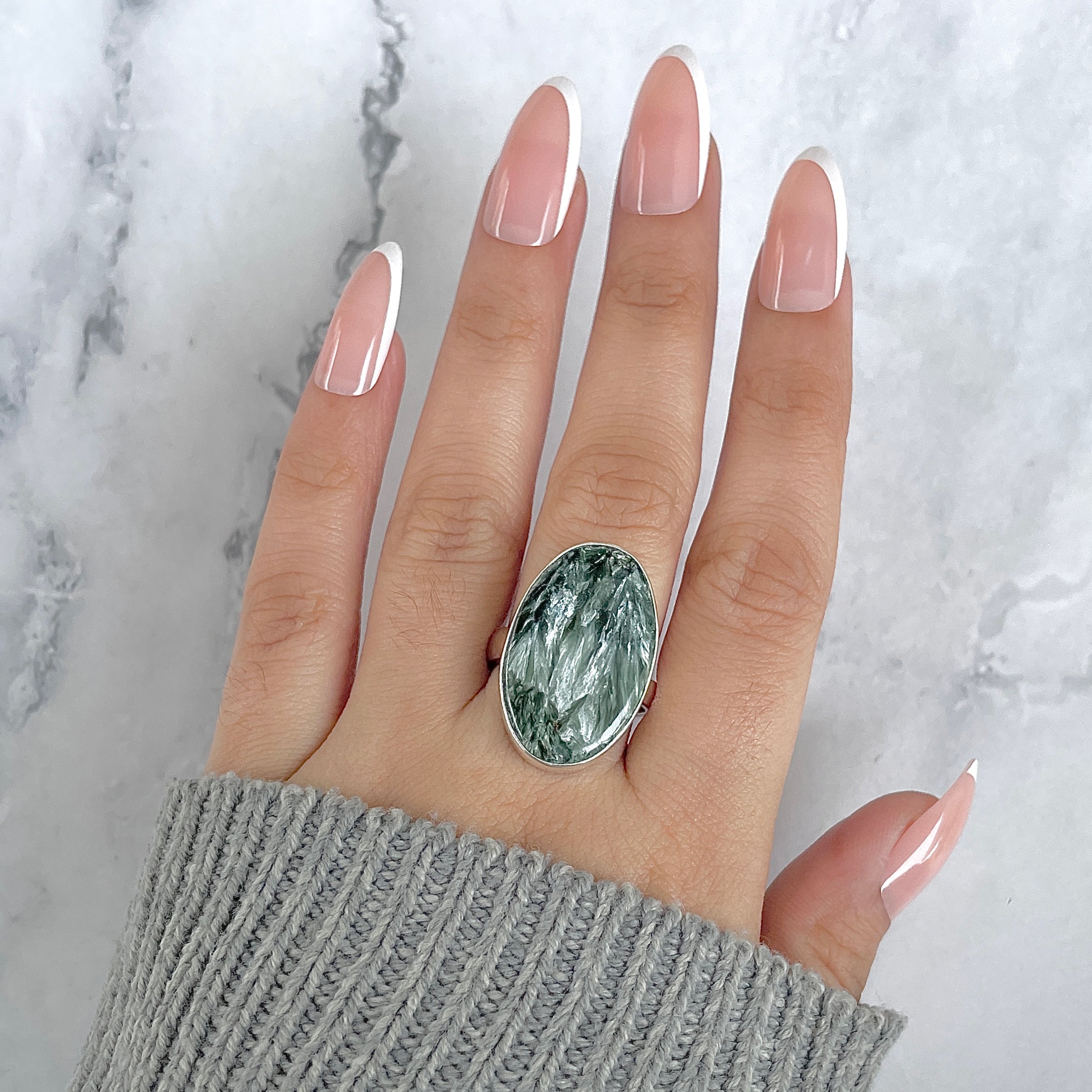 Seraphinite Adjustable Ring-(SER-R-57.)