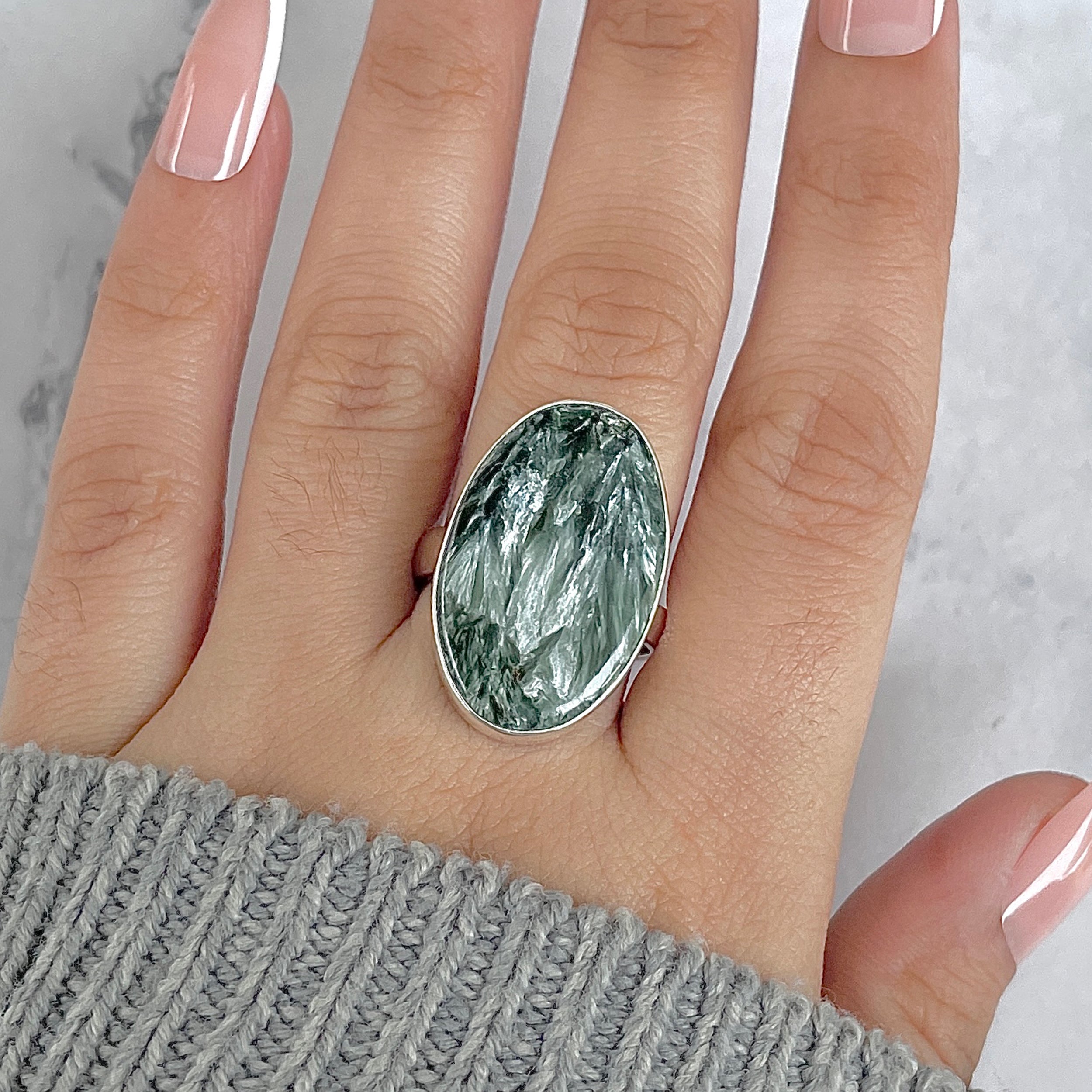 Seraphinite Adjustable Ring-(SER-R-57.)