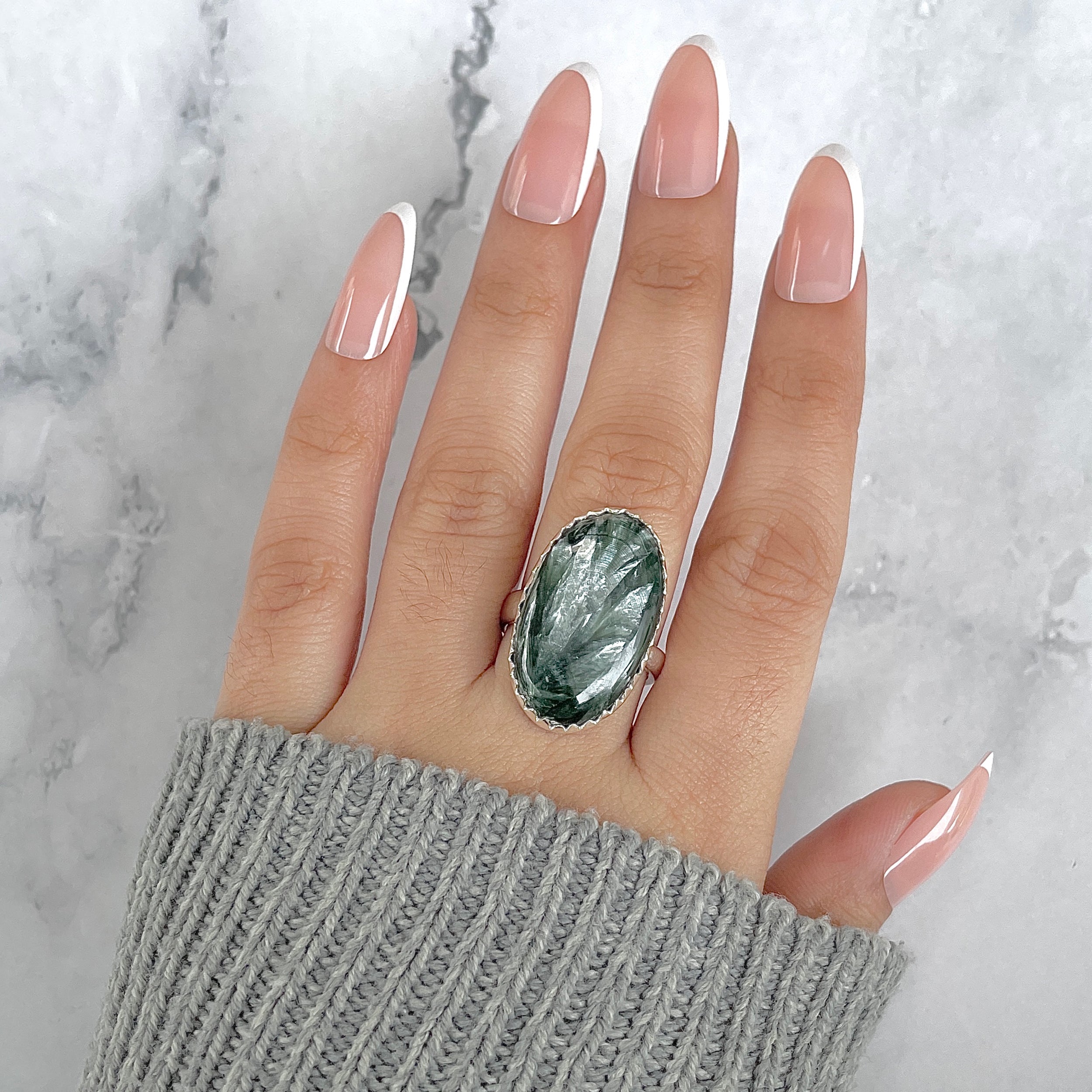 Seraphinite Adjustable Ring-(SER-R-58.)