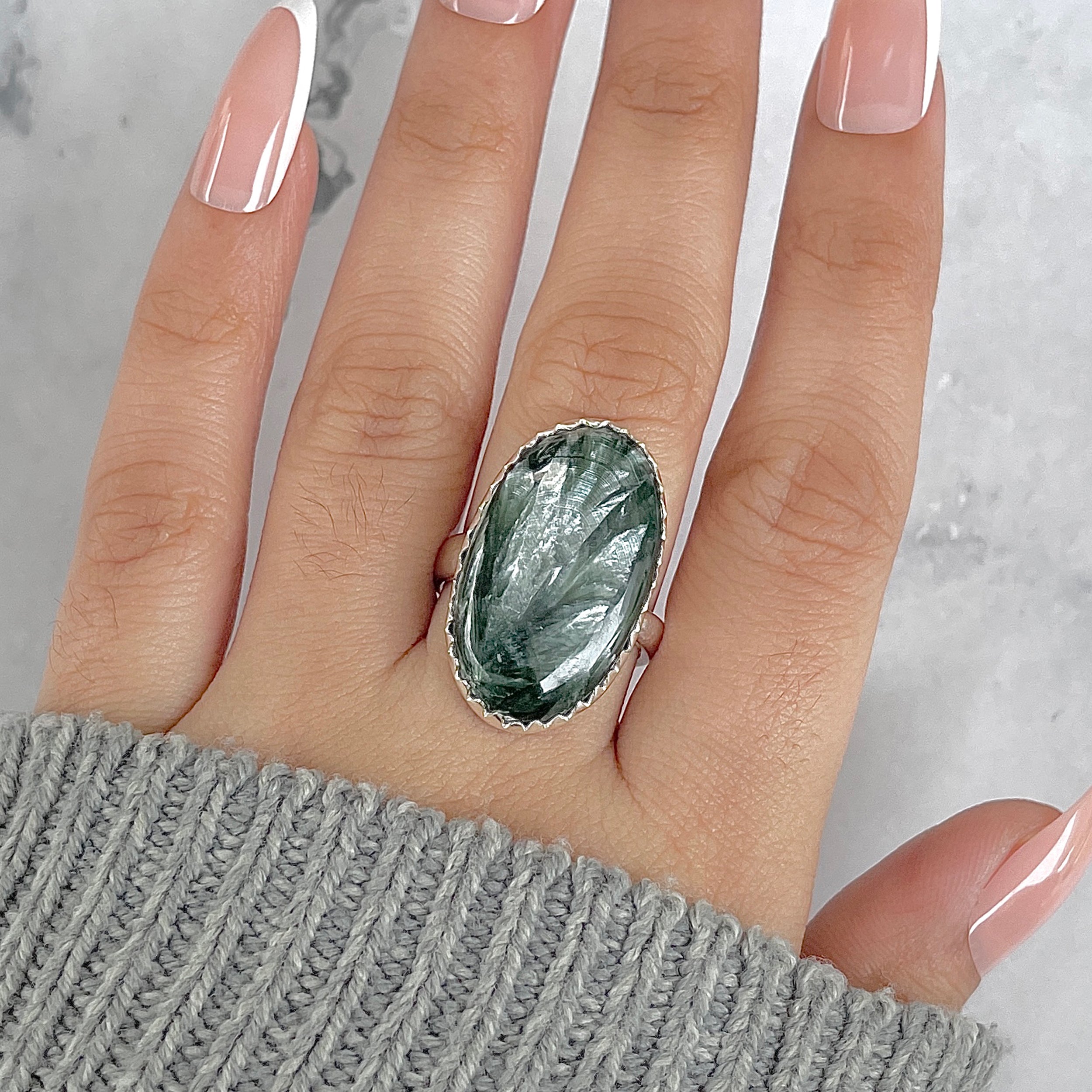 Seraphinite Adjustable Ring-(SER-R-58.)