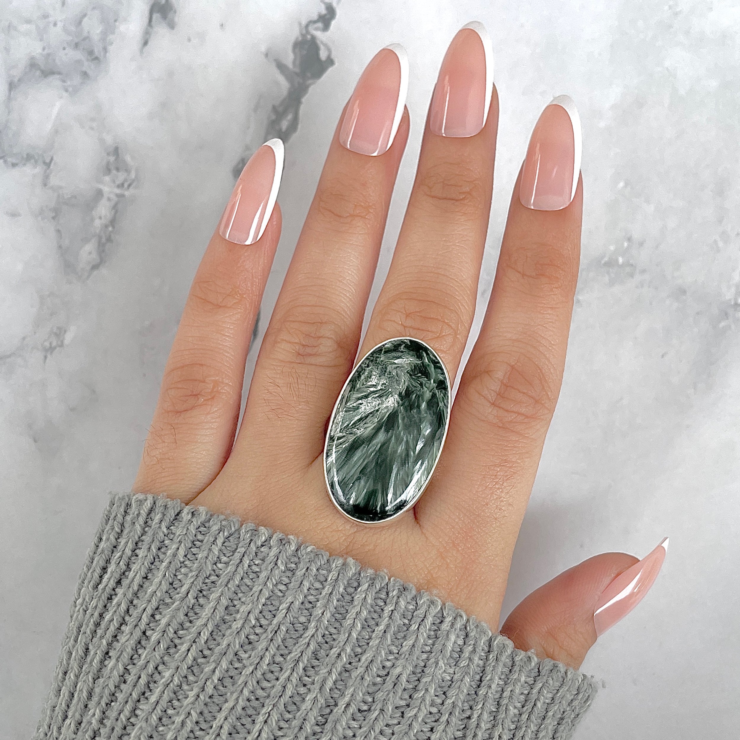 Seraphinite Adjustable Ring-(SER-R-59.)