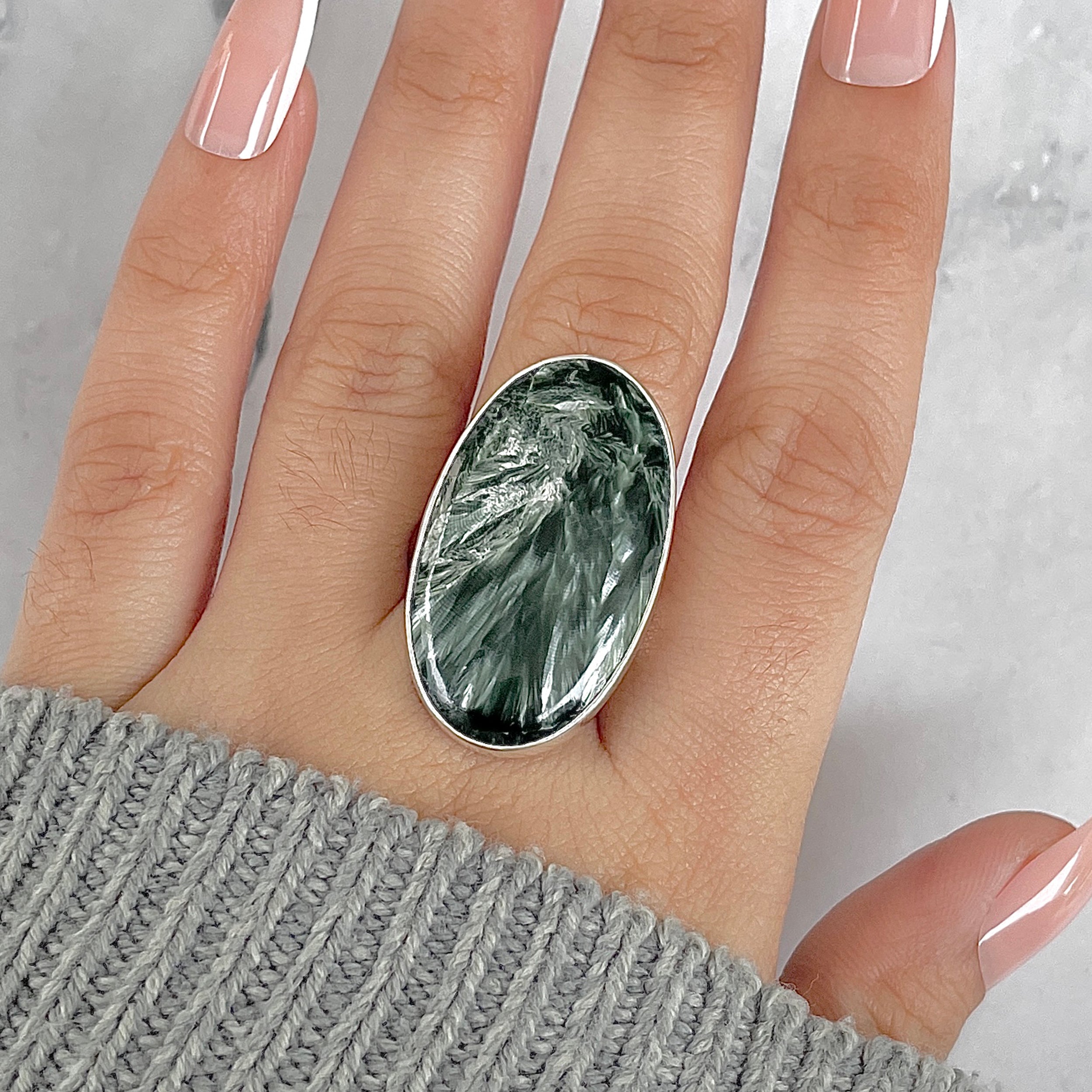Seraphinite Adjustable Ring-(SER-R-59.)