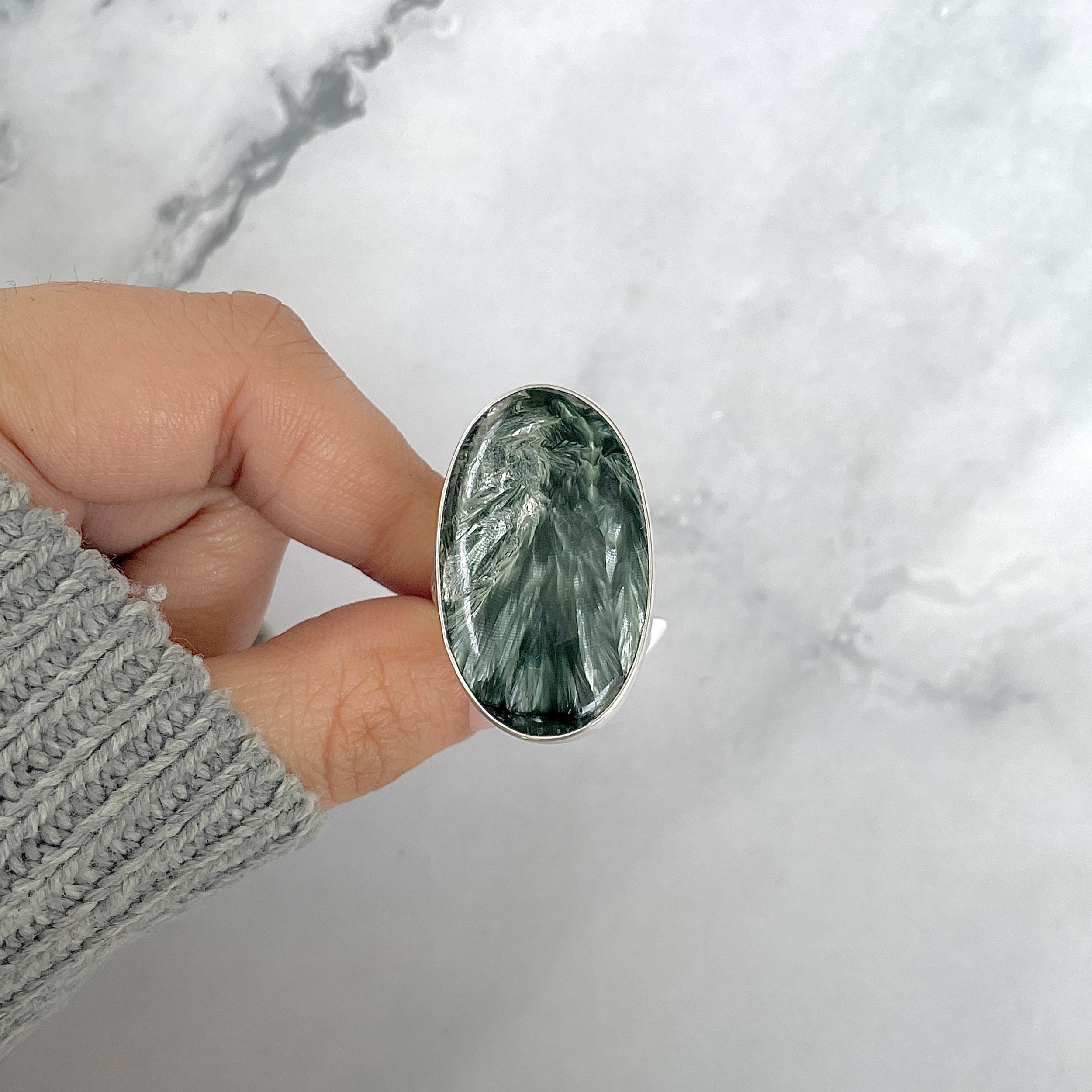 Seraphinite Adjustable Ring-(SER-R-59.)