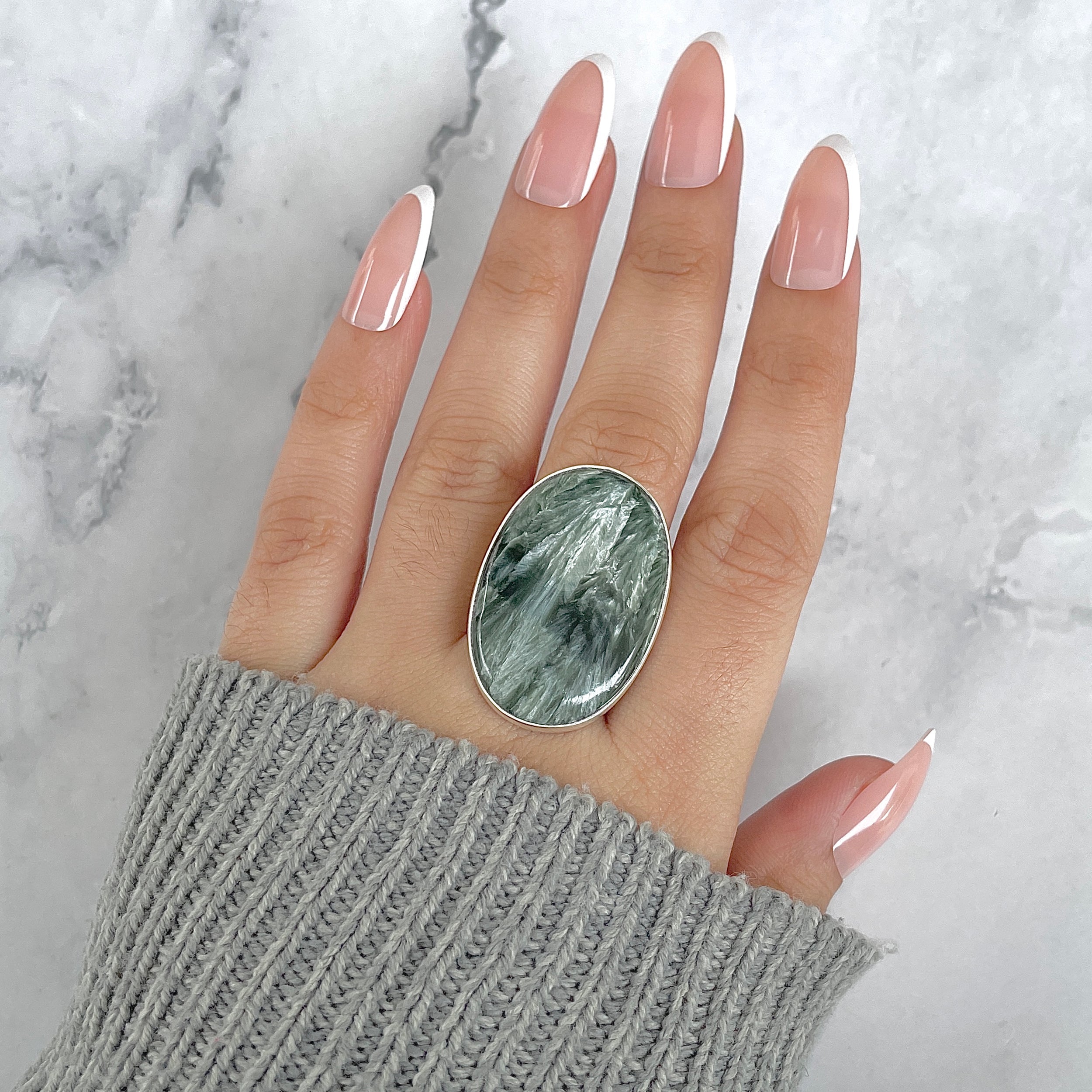 Seraphinite Adjustable Ring-(SER-R-60.)