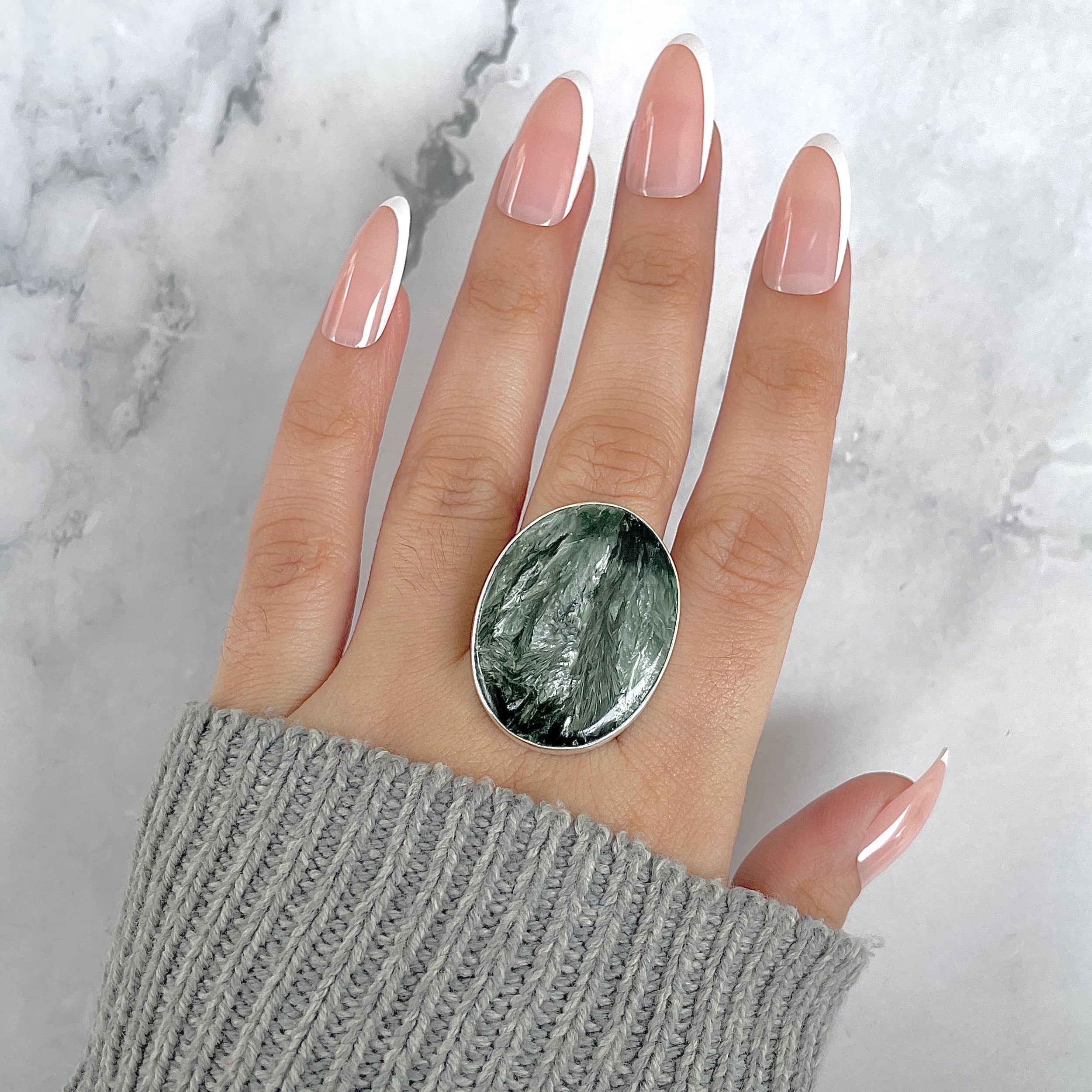 Seraphinite Adjustable Ring-(SER-R-61.)