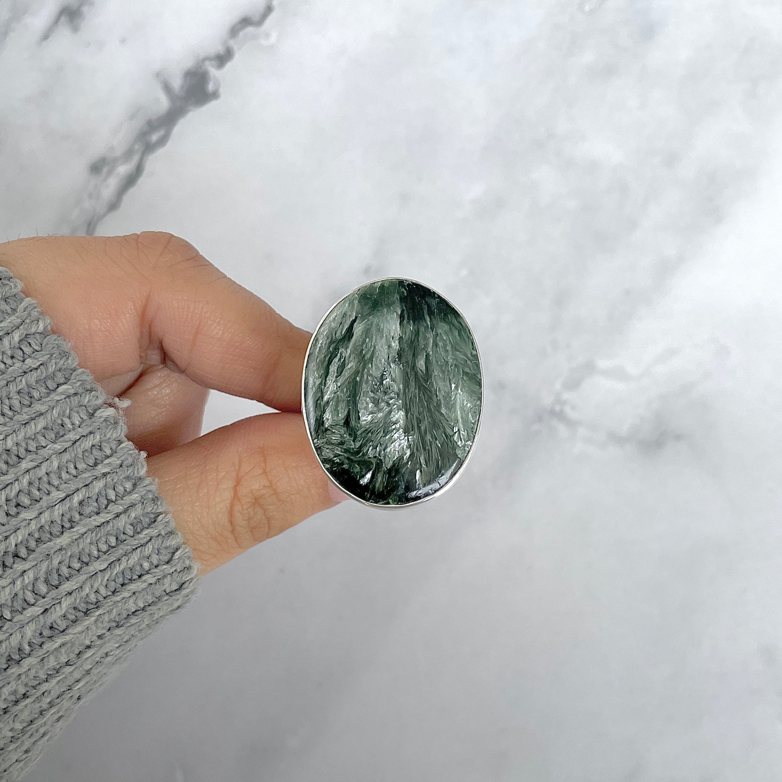 Seraphinite Adjustable Ring-(SER-R-61.)