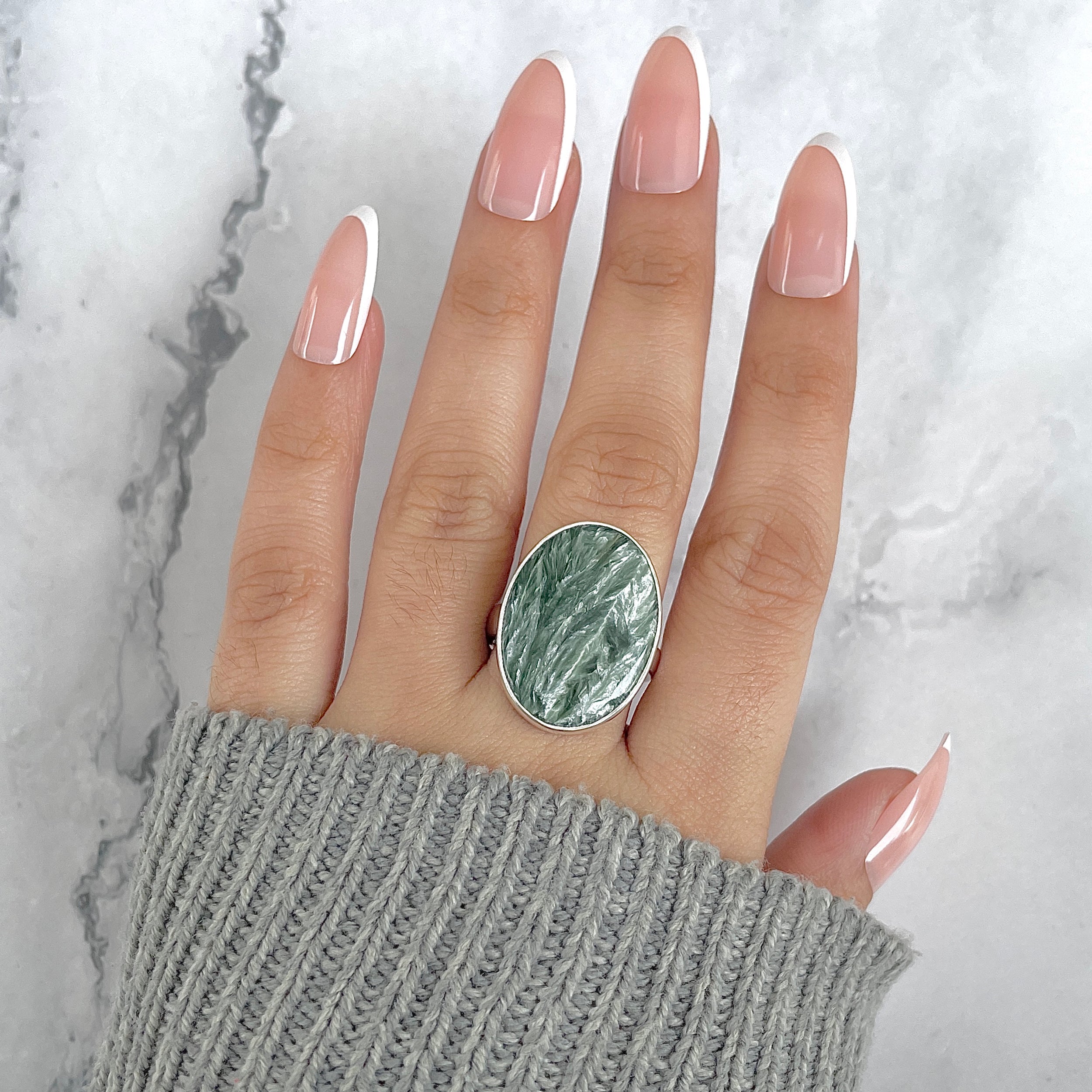 Seraphinite Adjustable Ring-(SER-R-62.)