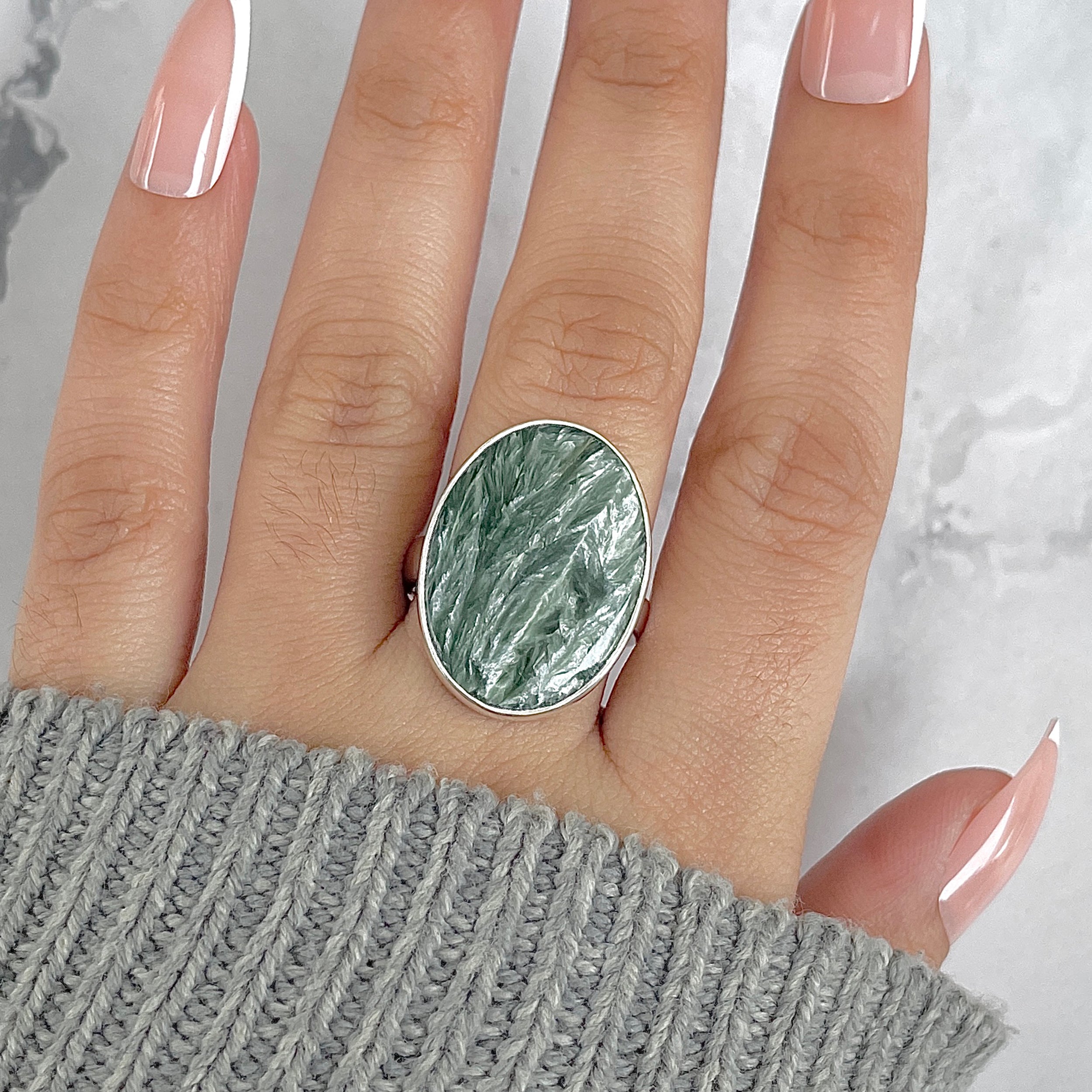 Seraphinite Adjustable Ring-(SER-R-62.)