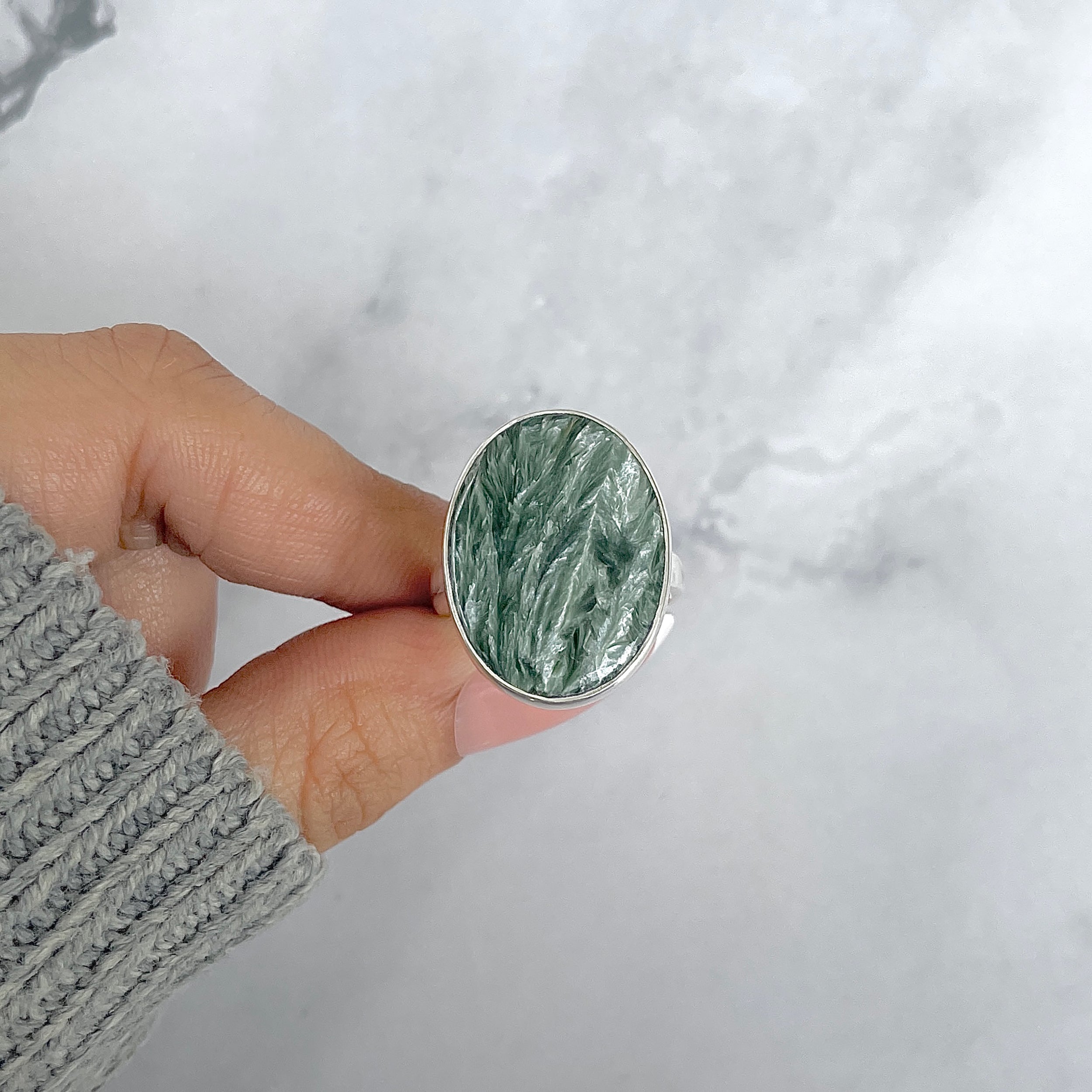 Seraphinite Adjustable Ring-(SER-R-62.)