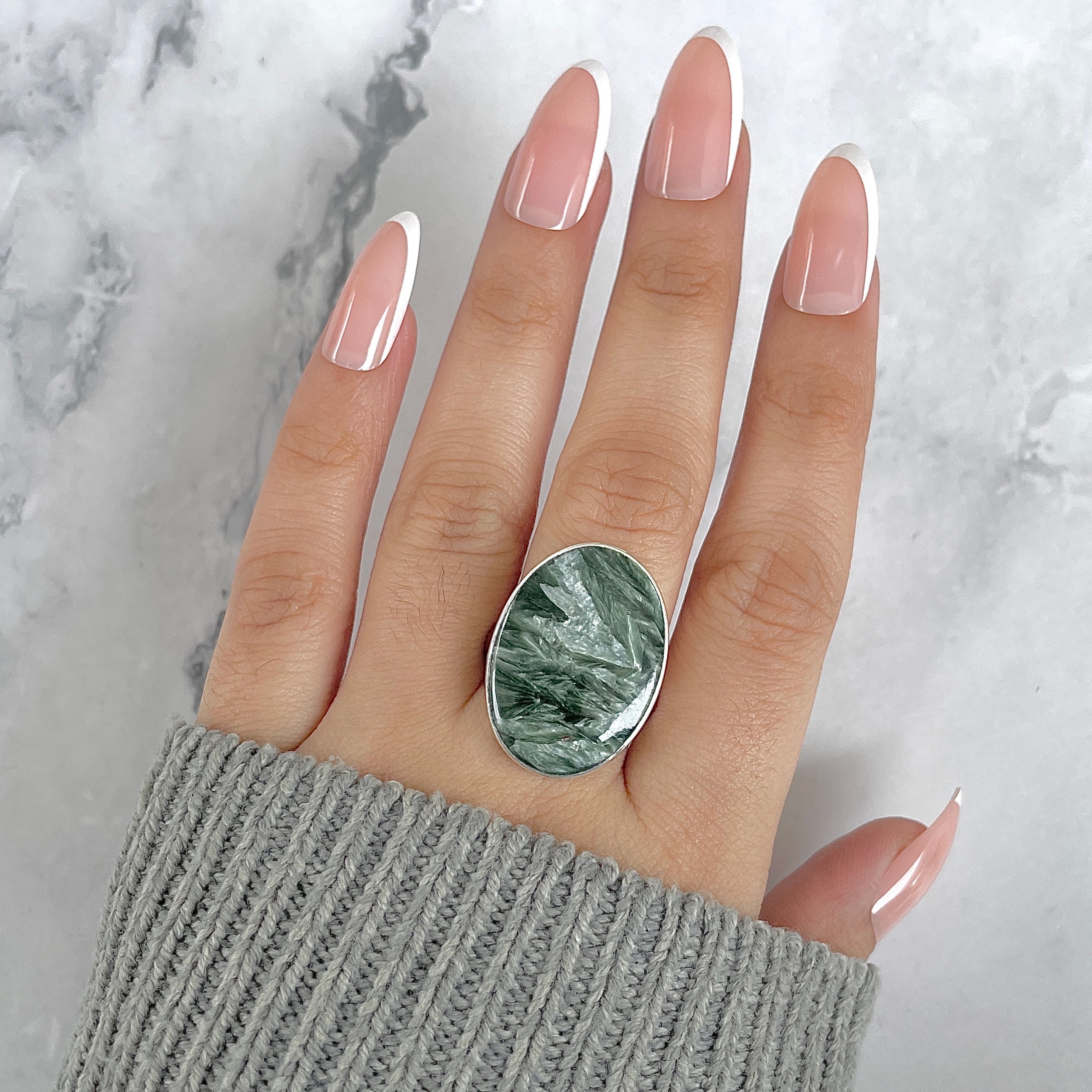 Seraphinite Adjustable Ring-(SER-R-63.)