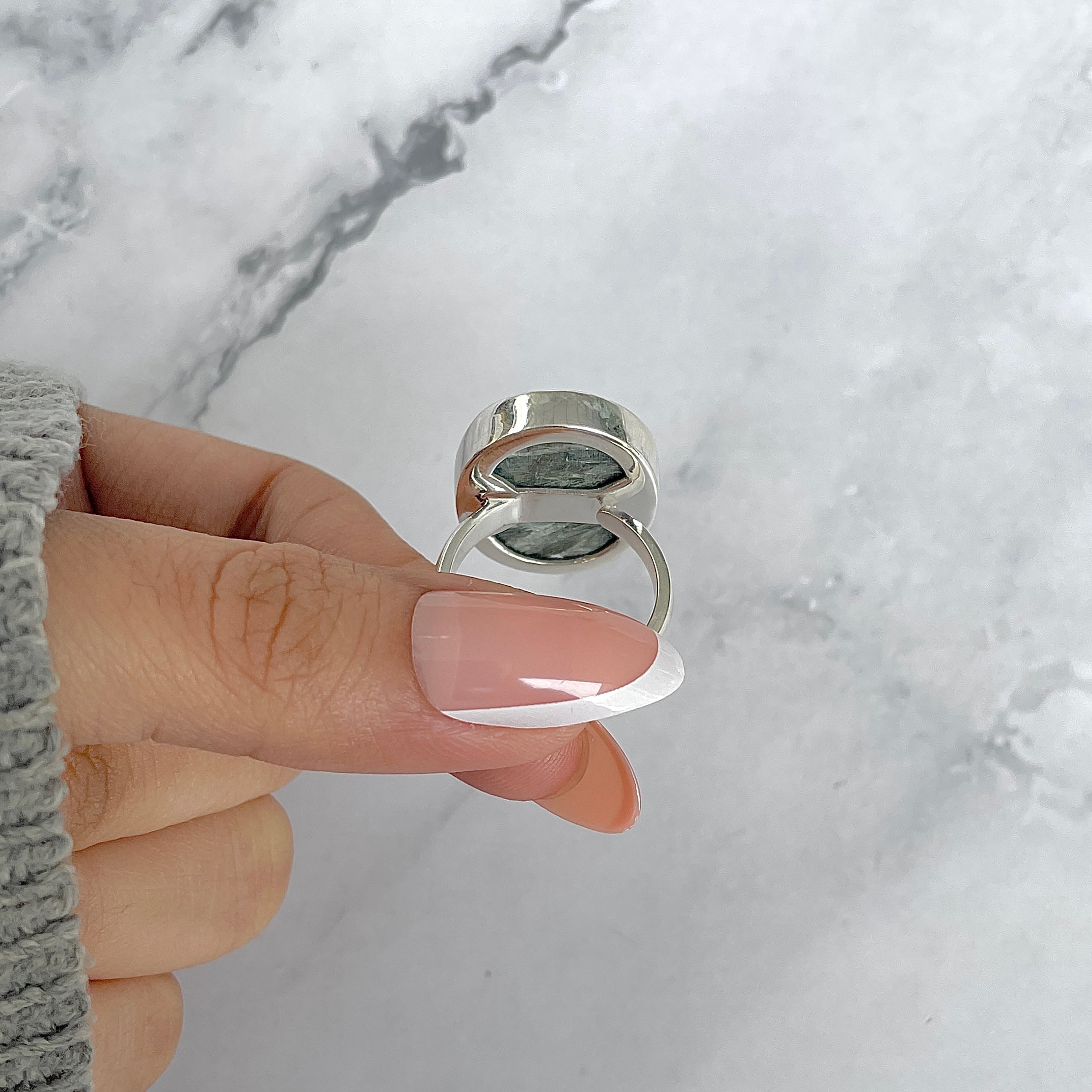 Seraphinite Adjustable Ring-(SER-R-63.)