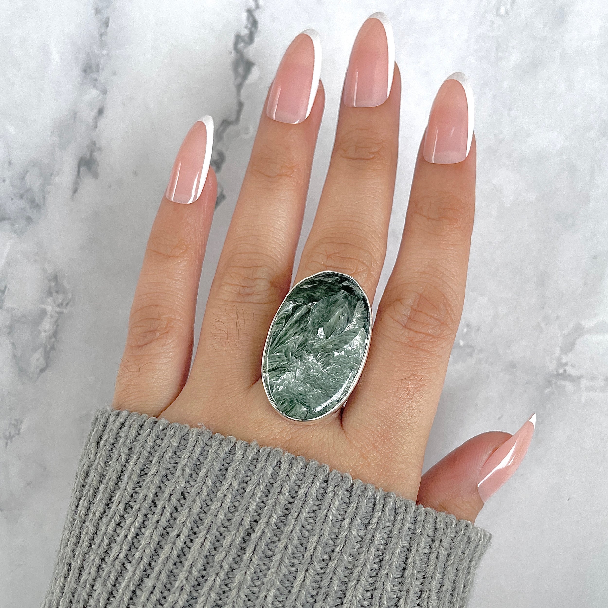 Seraphinite Adjustable Ring-(SER-R-64.)