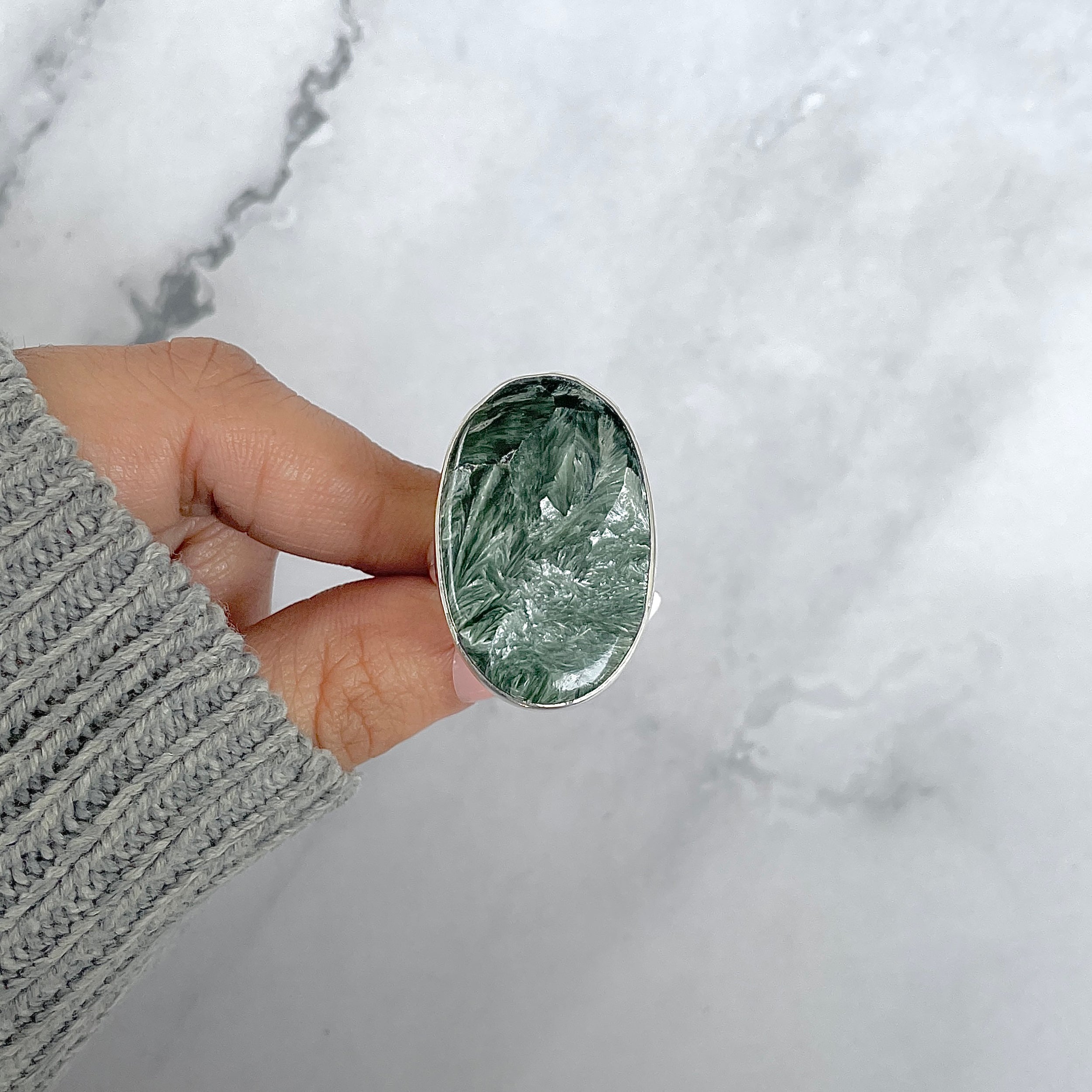 Seraphinite Adjustable Ring-(SER-R-64.)
