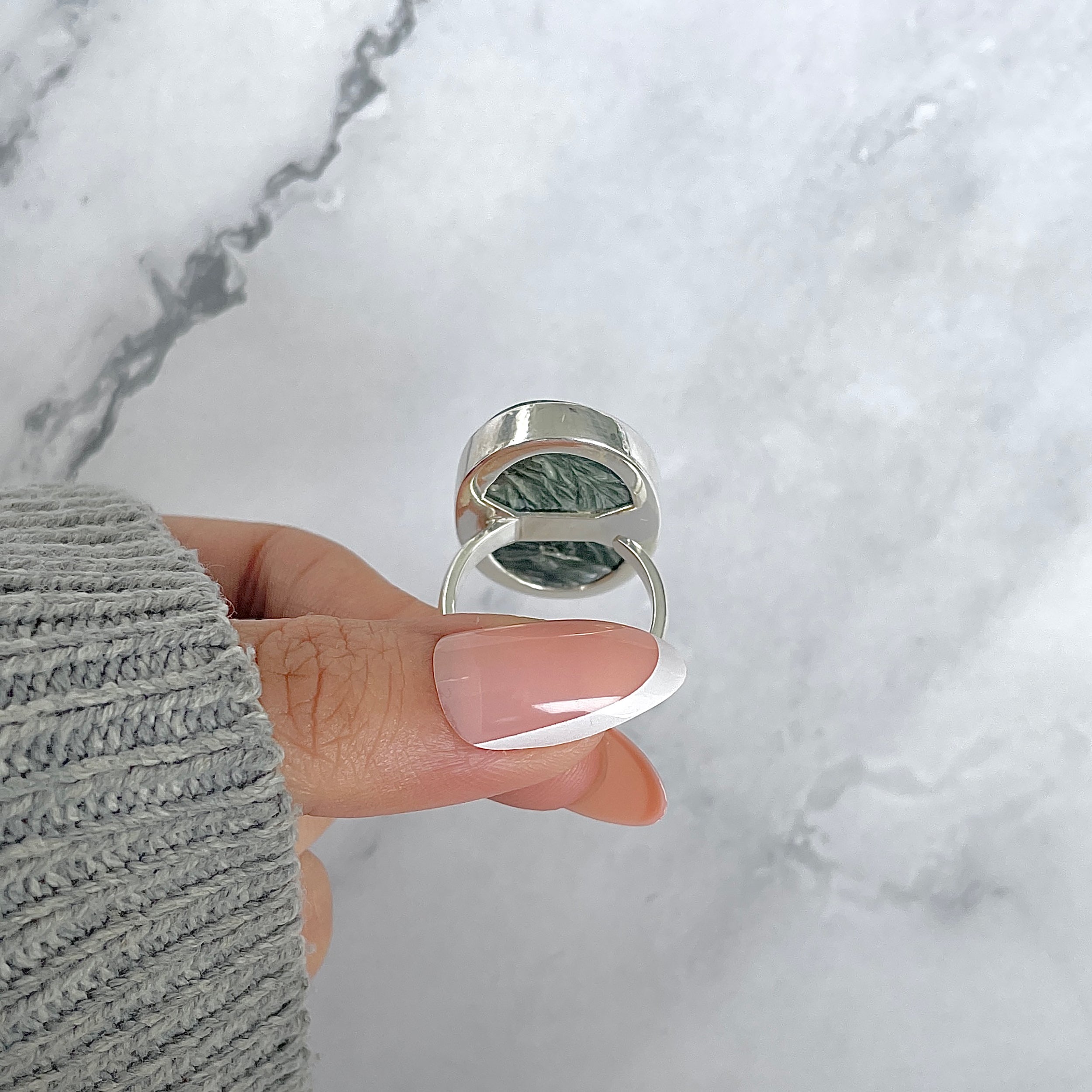 Seraphinite Adjustable Ring-(SER-R-64.)