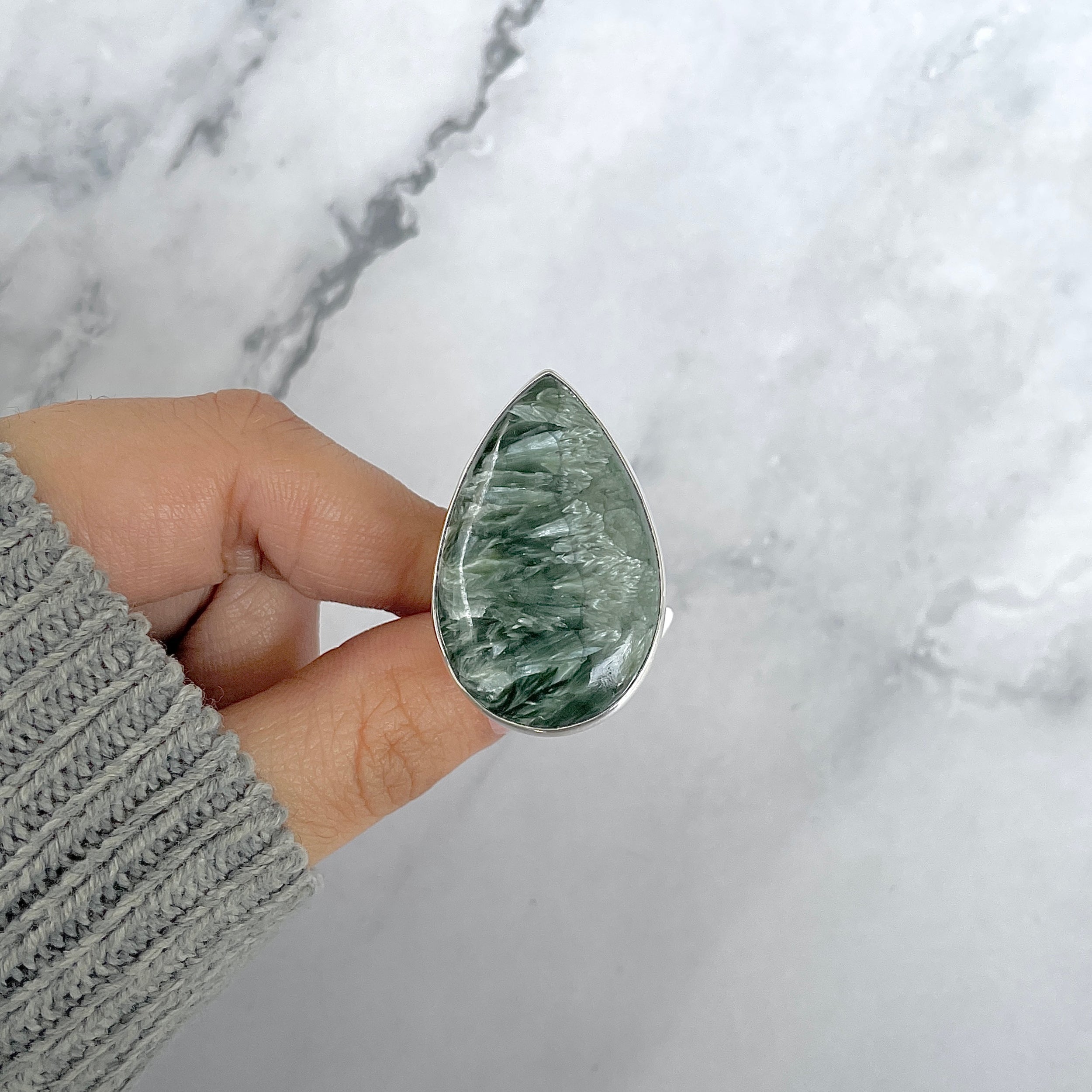 Seraphinite Adjustable Ring-(SER-R-65.)