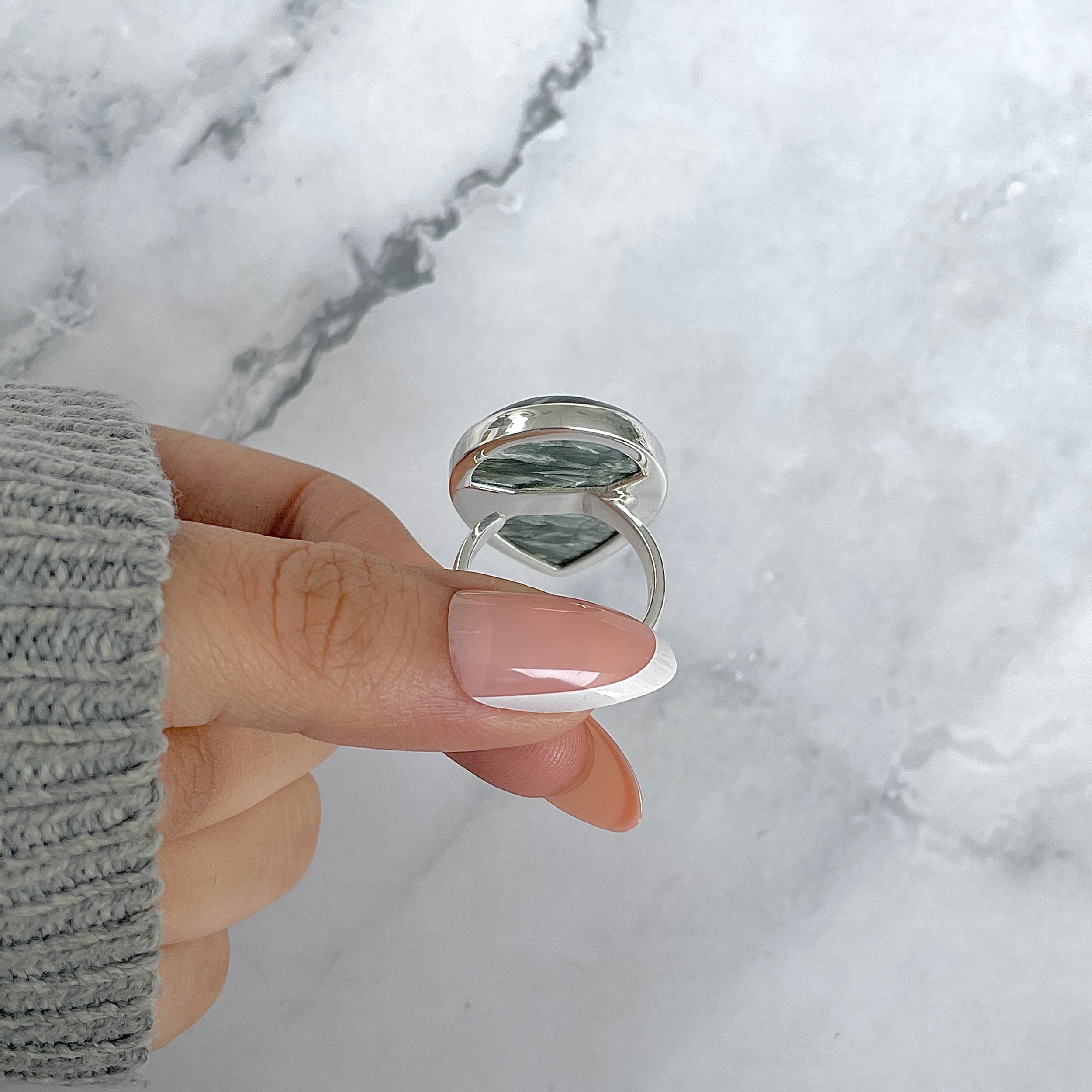 Seraphinite Adjustable Ring-(SER-R-65.)