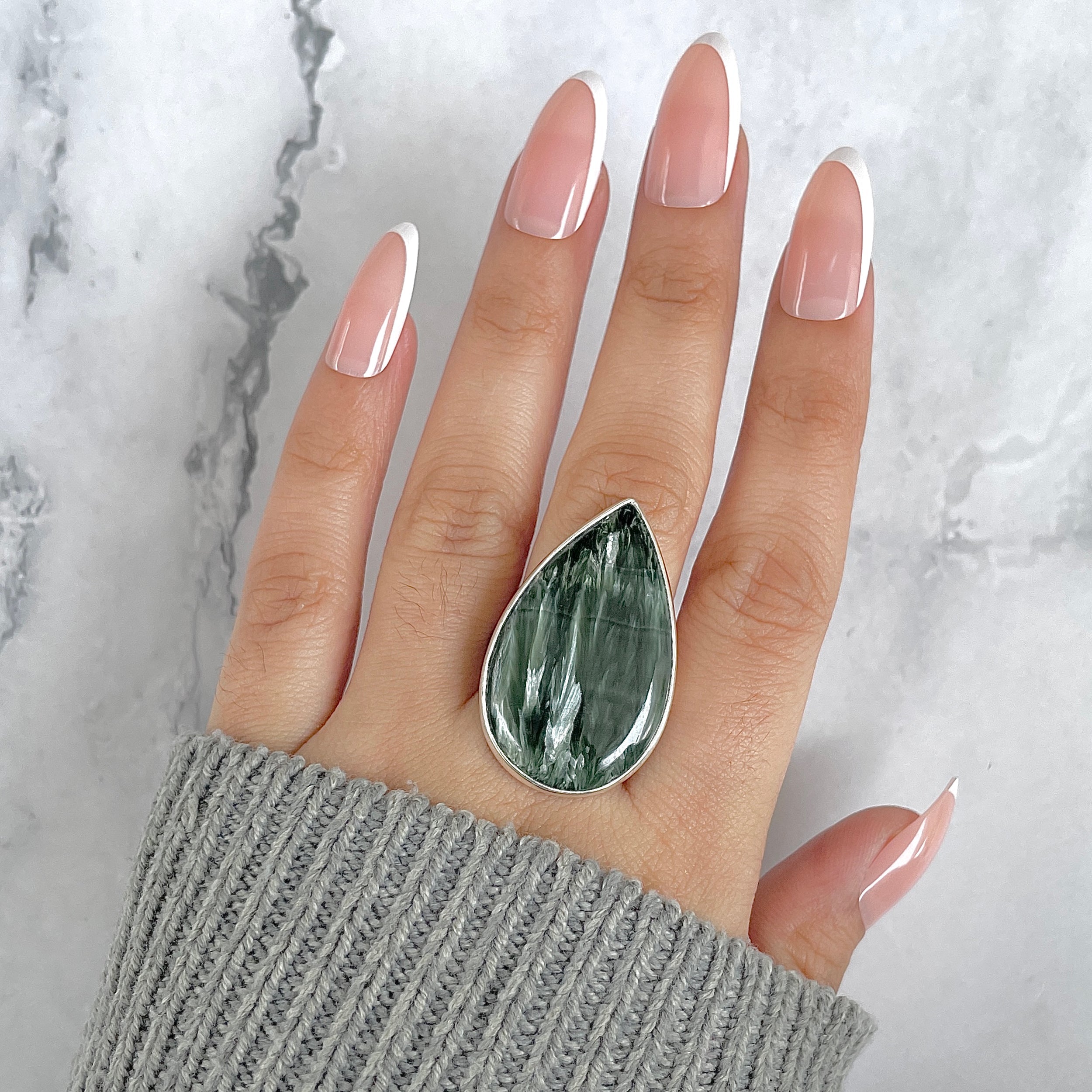 Seraphinite Adjustable Ring-(SER-R-66.)